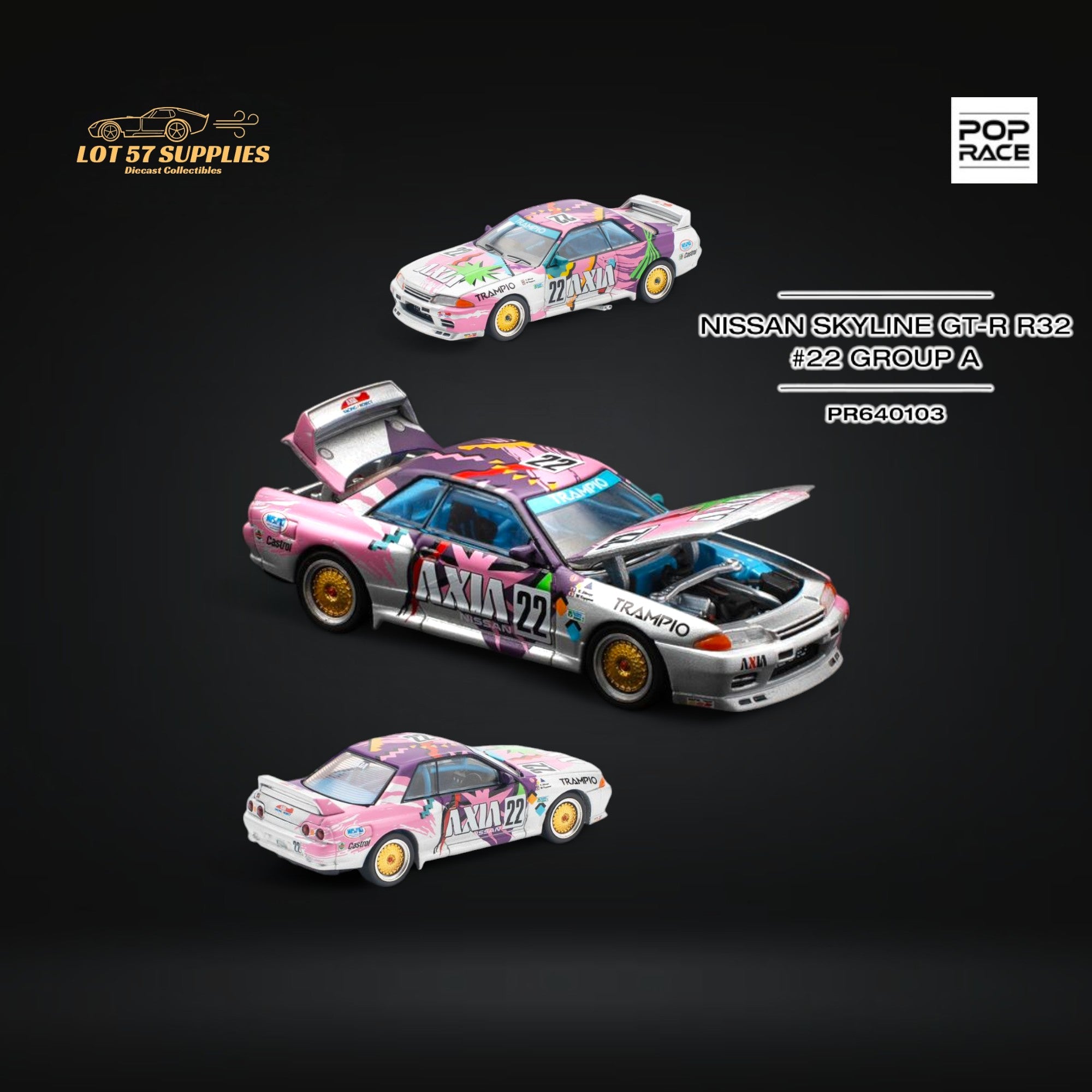 (Pre-Order) Pop Race Nissan Skyline GT-R R32 #22 Axia Group A PR640103 1:64