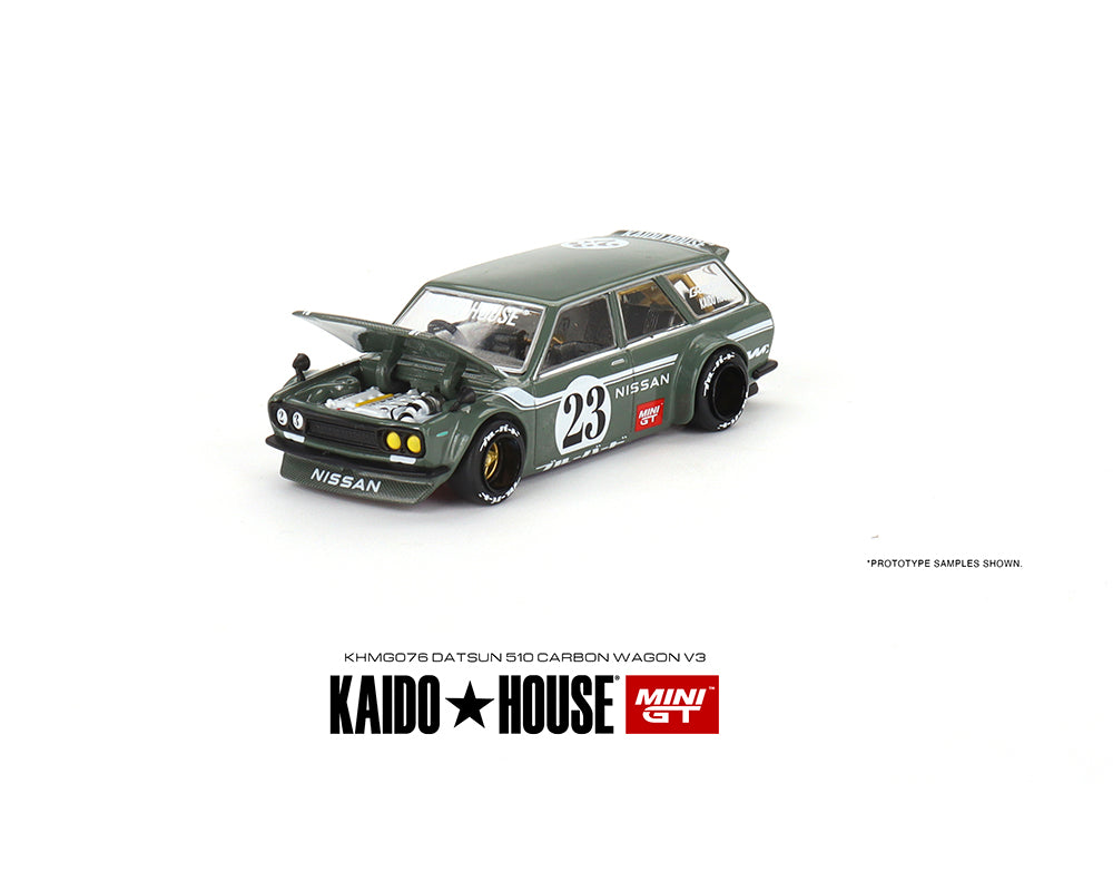 Mini GT x Kaido House Datsun KAIDO 510 Wagon CARBON FIBER V3 1:64 KHMG •  Lot57Supplies Diecast Shop
