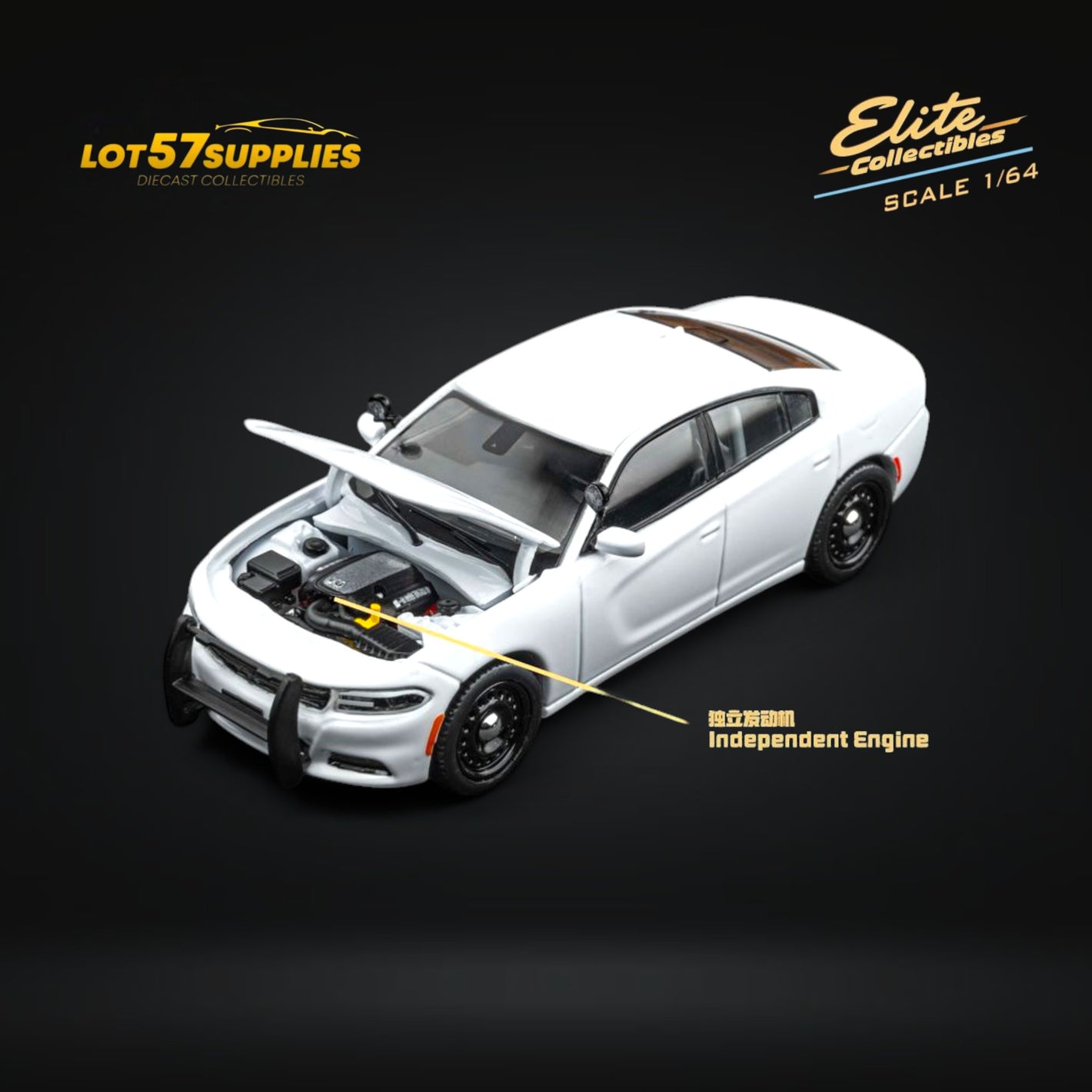 (Pre-Order) Elite Collectibles Dodge Warhorse Unmarked Police Interceptor White 1:64