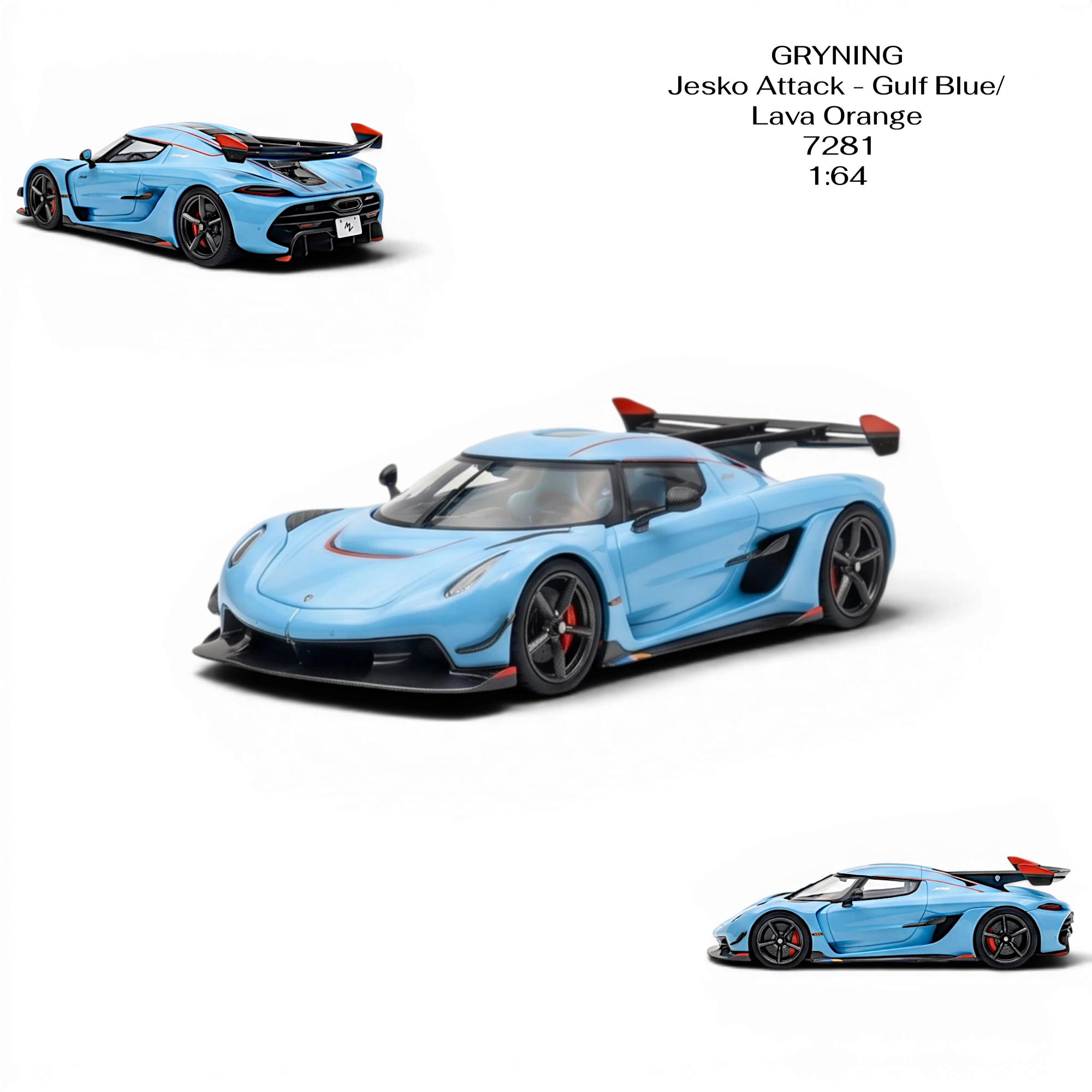 Pre-Order) GRYNING Jesko Attack - Gulf Blue/Lava Orange 7281 1:64