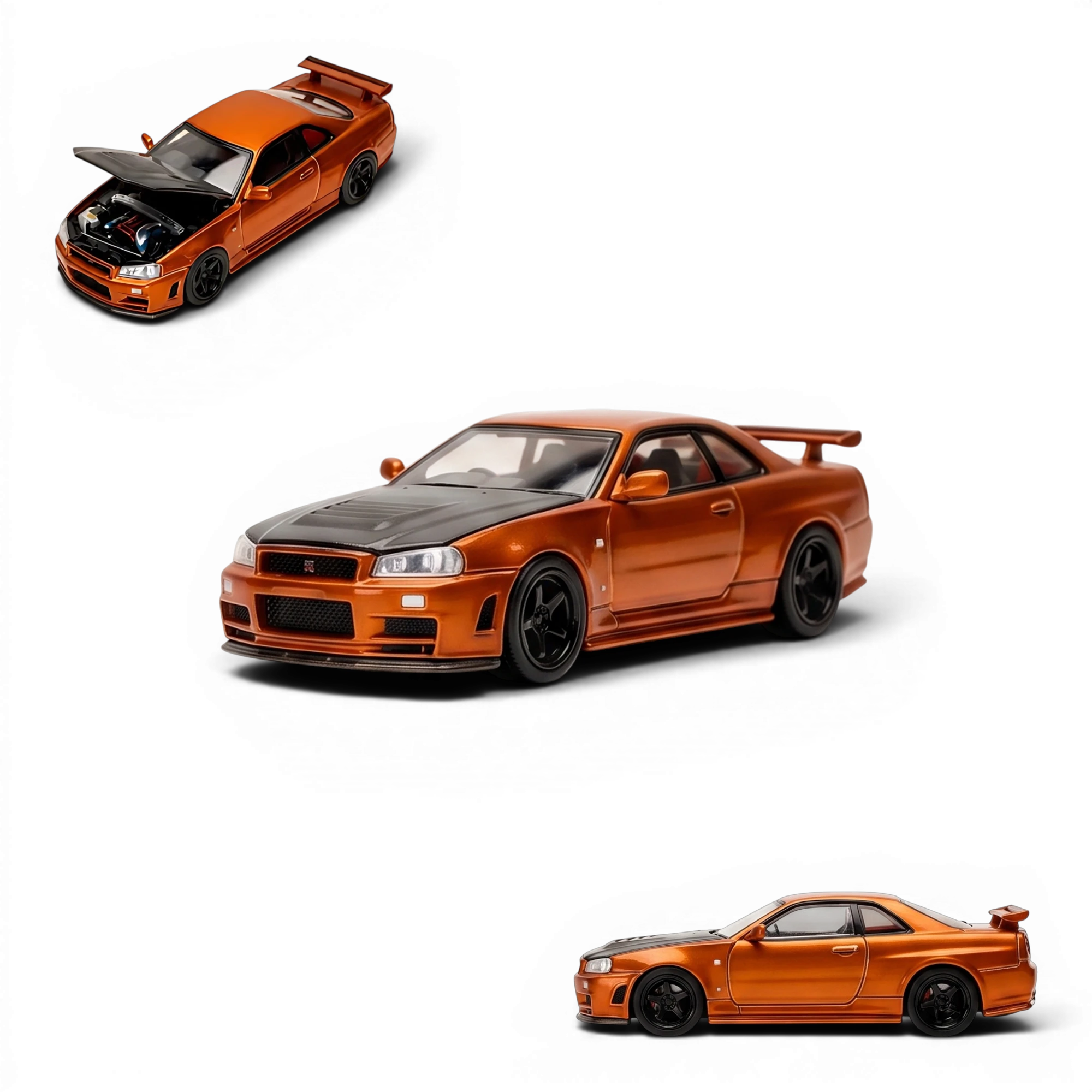 Nissan Skyline GT-R R34 Orange 1:64 — MotorHelix | LOT57