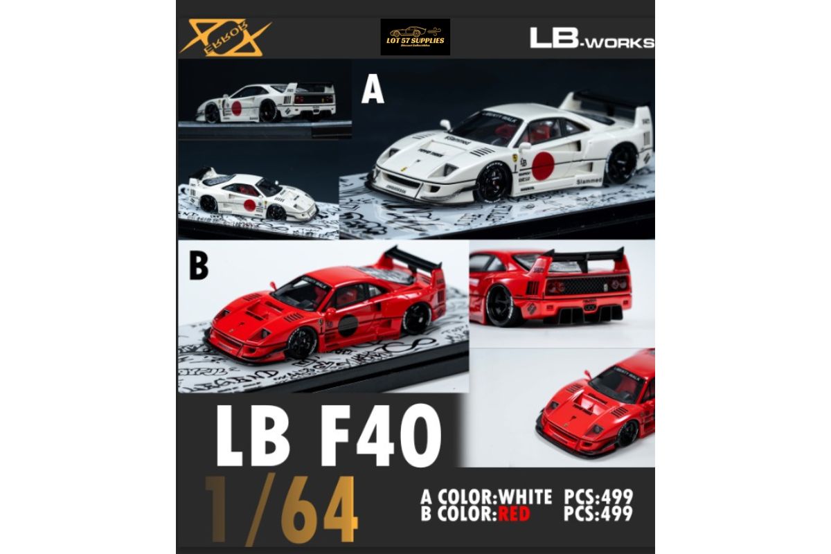 Error404 Ferrari F40 LBWK White & Red 1:64 Resin Limited to 399 Pcs EA