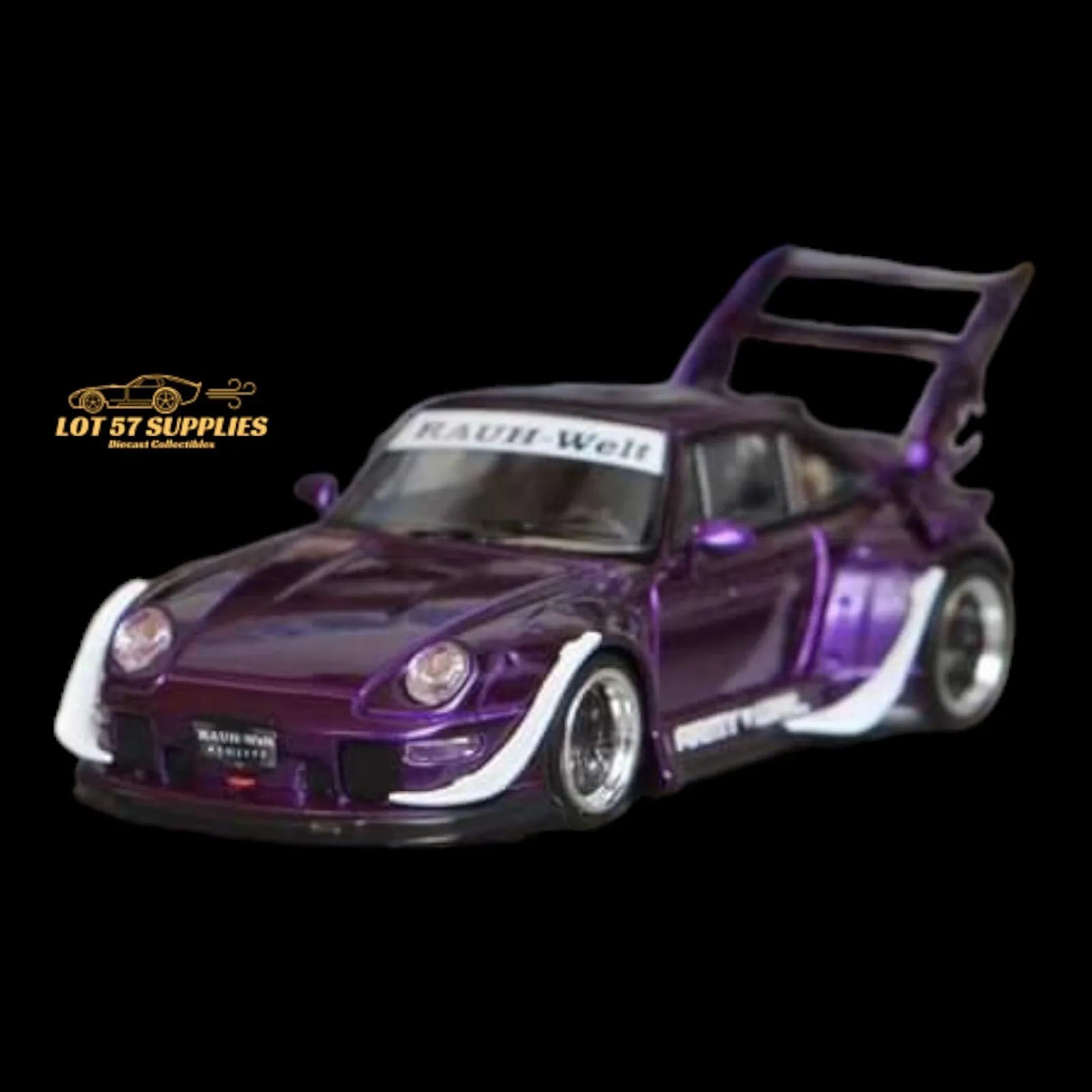 Street Weapon Porsche RWB 993 PURPLE ARMY GIRL GT HIGH WING 1:64 •  Lot57Supplies Diecast Shop