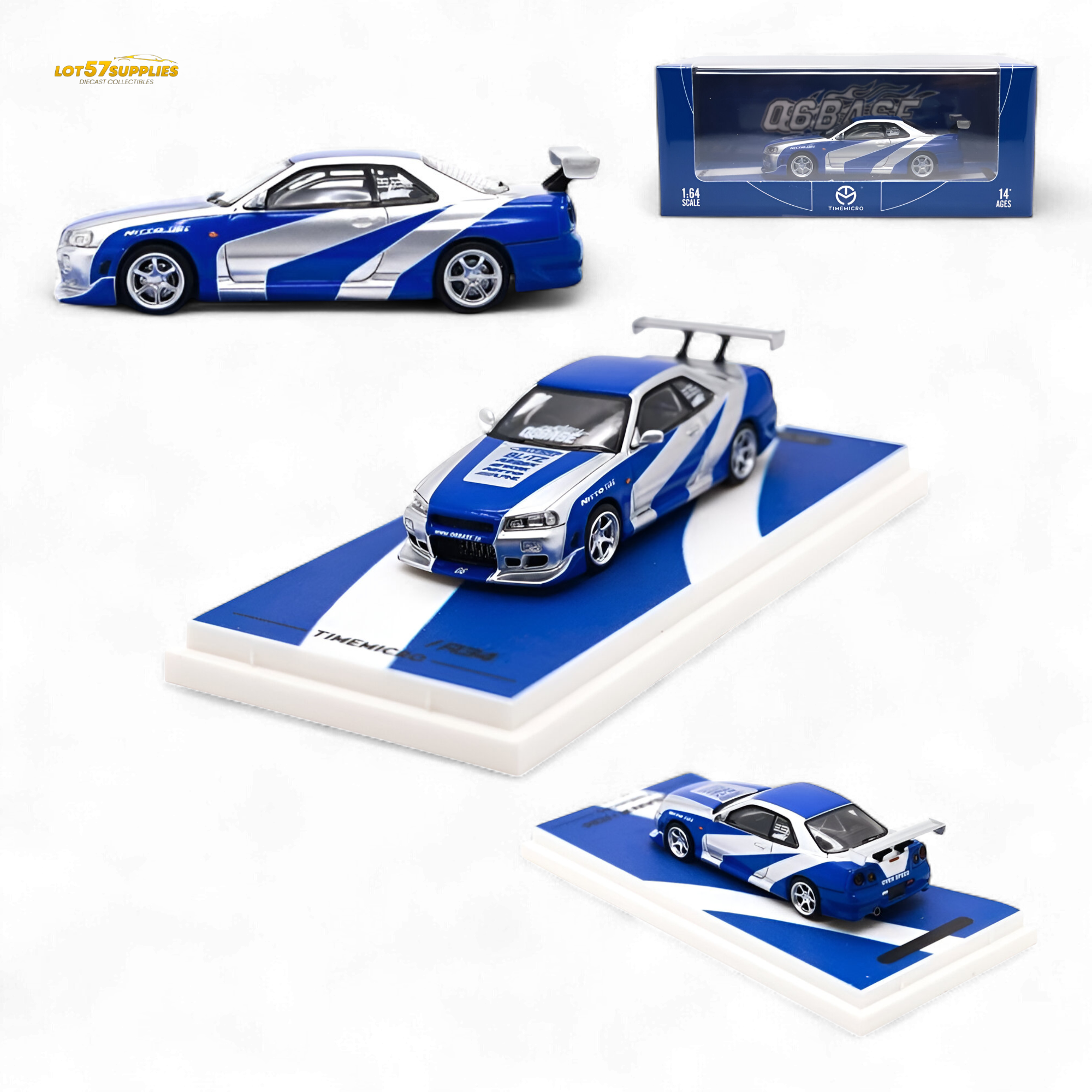 TimeMicro Nissan Skyline GT-R R34 1:64 Diecast | LOT57 Supplies