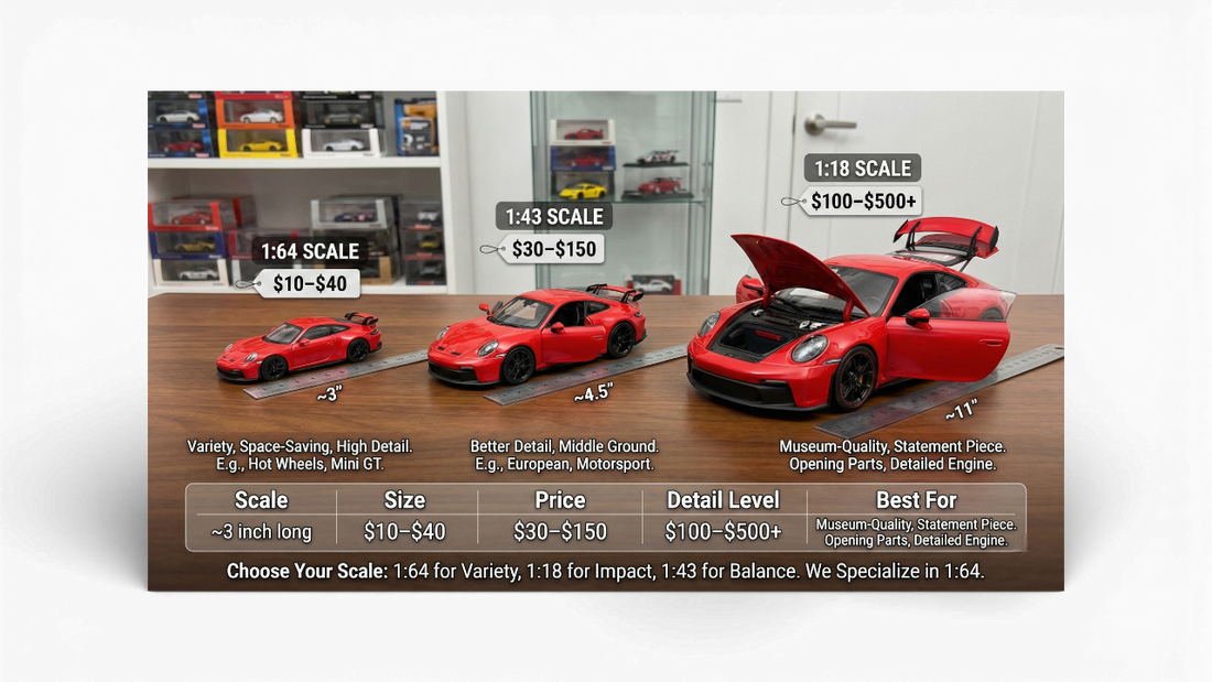 1:64 vs 1:43 vs 1:18 Scale — What's the Difference?