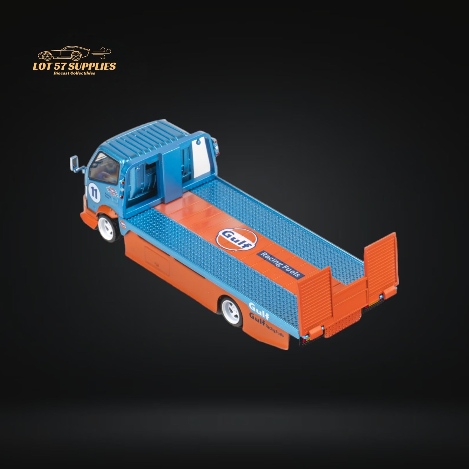 MicroTurbo HINO 300 Flat Bed Transport Truck in Gulf Livery 1:64