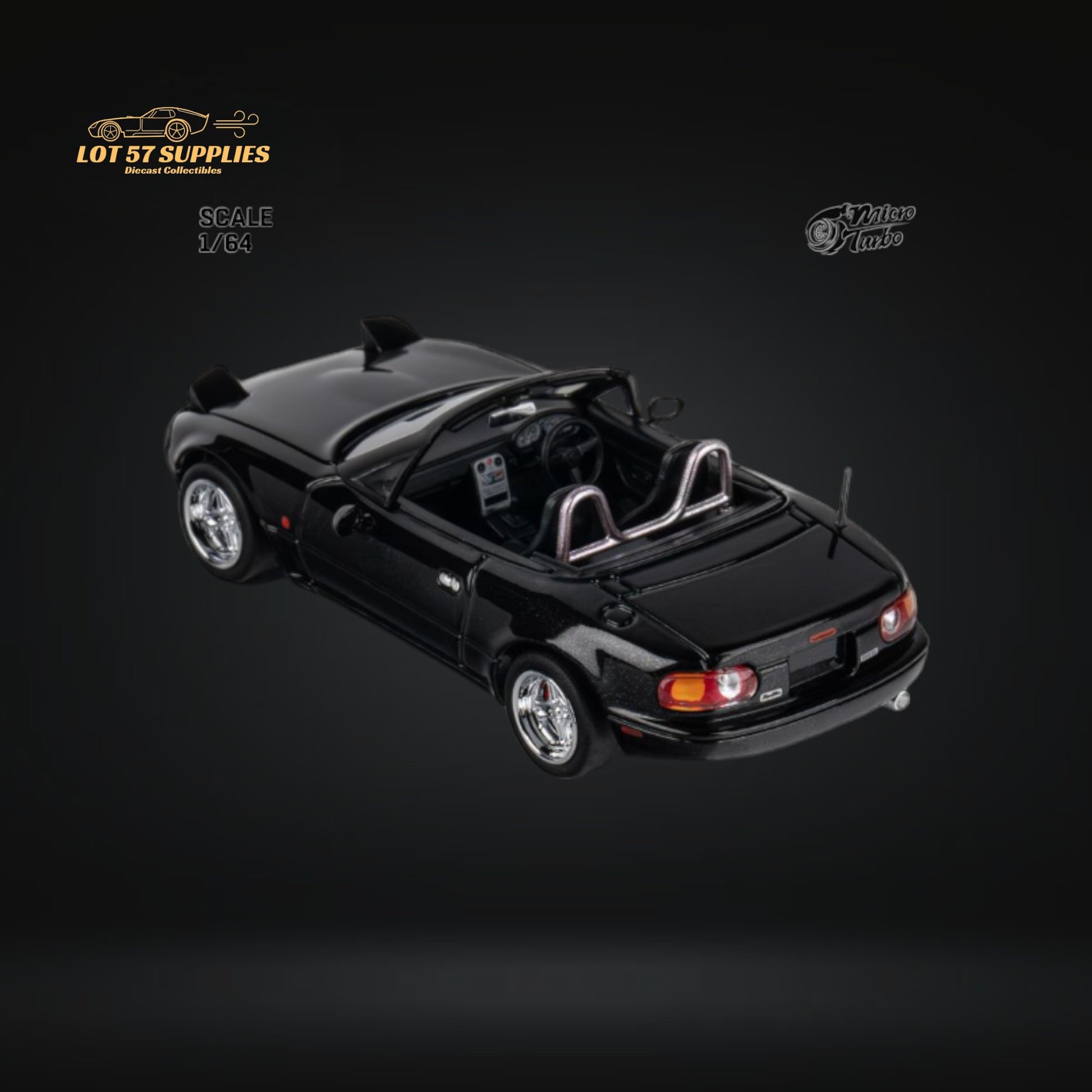 MicroTurbo Eunos Roadster Customized Metallic Black 1:64 Limited to 1,000 Pcs