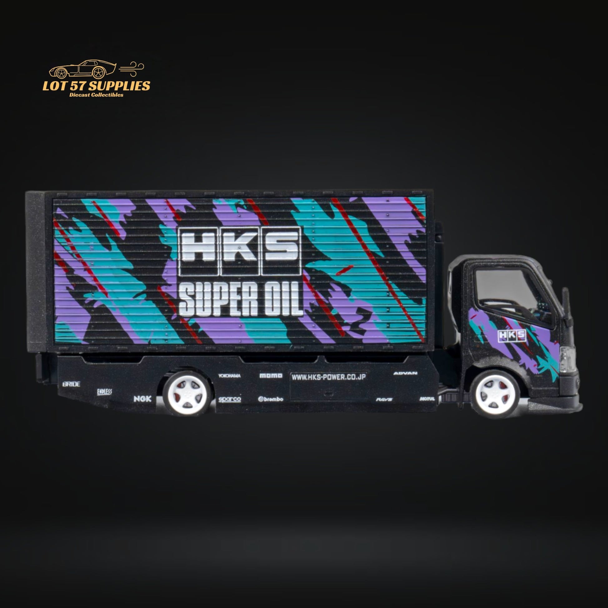 MicroTurbo HINO 300 Box Transport Truck in HKS Livery 1:64