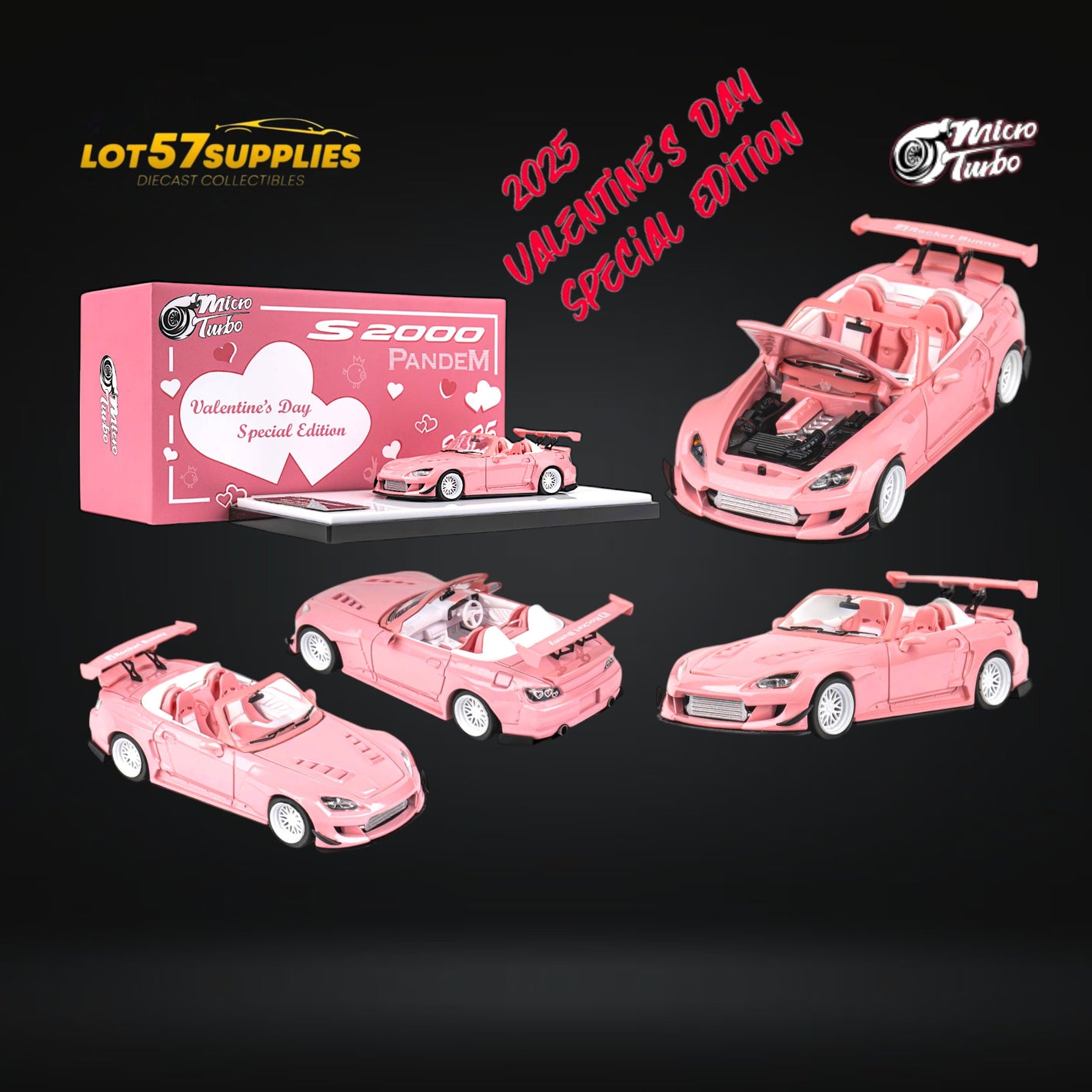 Microturbo Custom S2000 Rocket Bunny Valentine's Pink 1:64