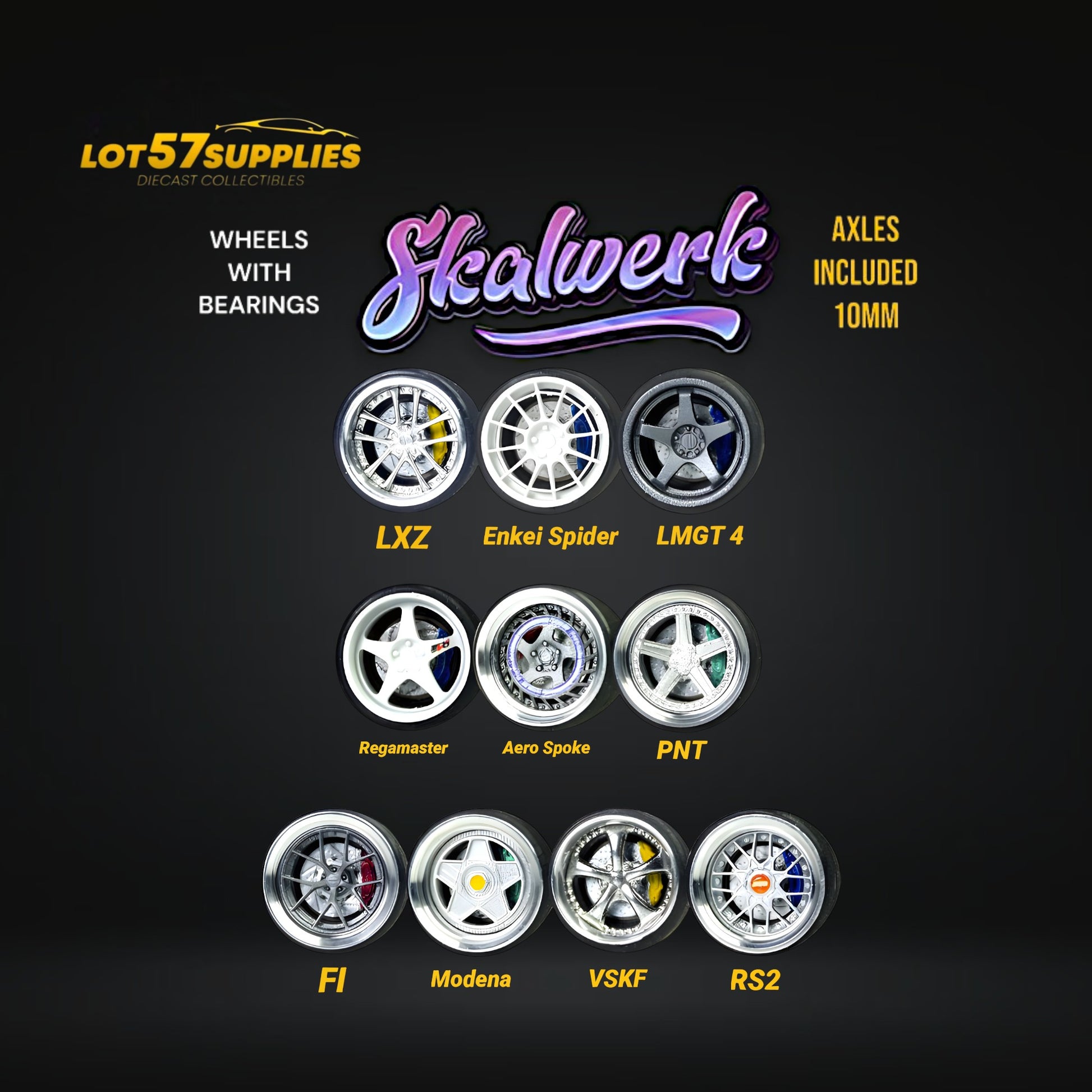 SKALWERK Wheels 1:64 10mm High Quality Wheels With Bearing System GROUP 3