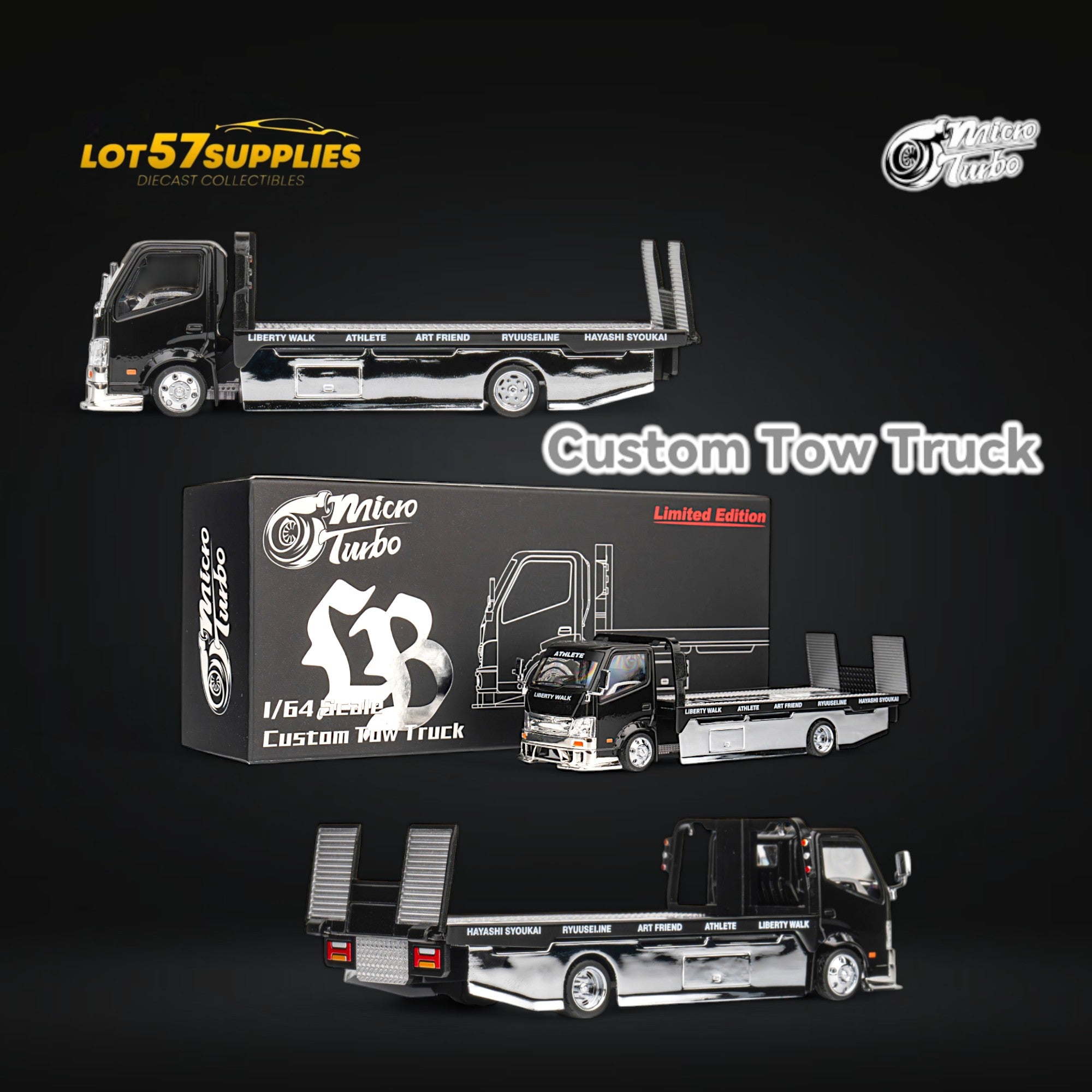 MicroTurbo HINO 300 Custom Flatbed 1:64 Diecast | LOT57 Supplies
