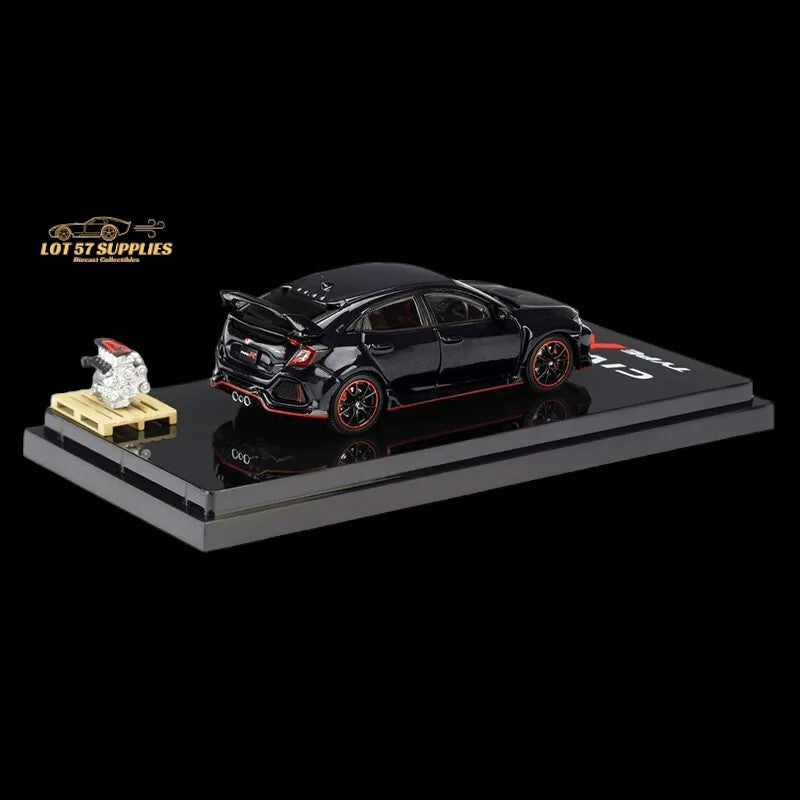 Hobby Japan 2017 Honda Civic Type R FK8 Crystal Blk With Engine Model Display 1:64 HJ641055BK