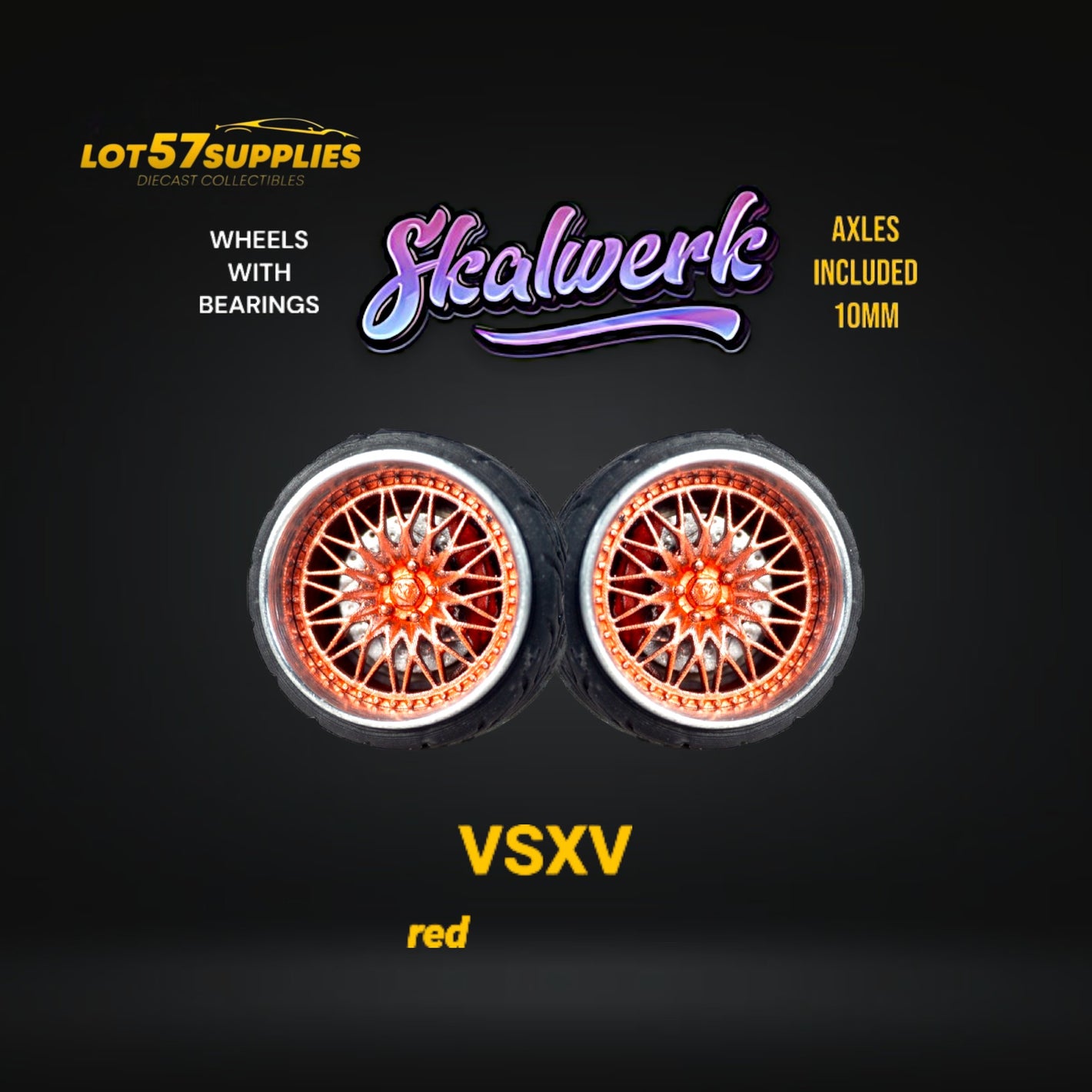 Custom Order Only - Skalwerk - VSXV - RED - 1:64 (1 SET = 4 Wheels)