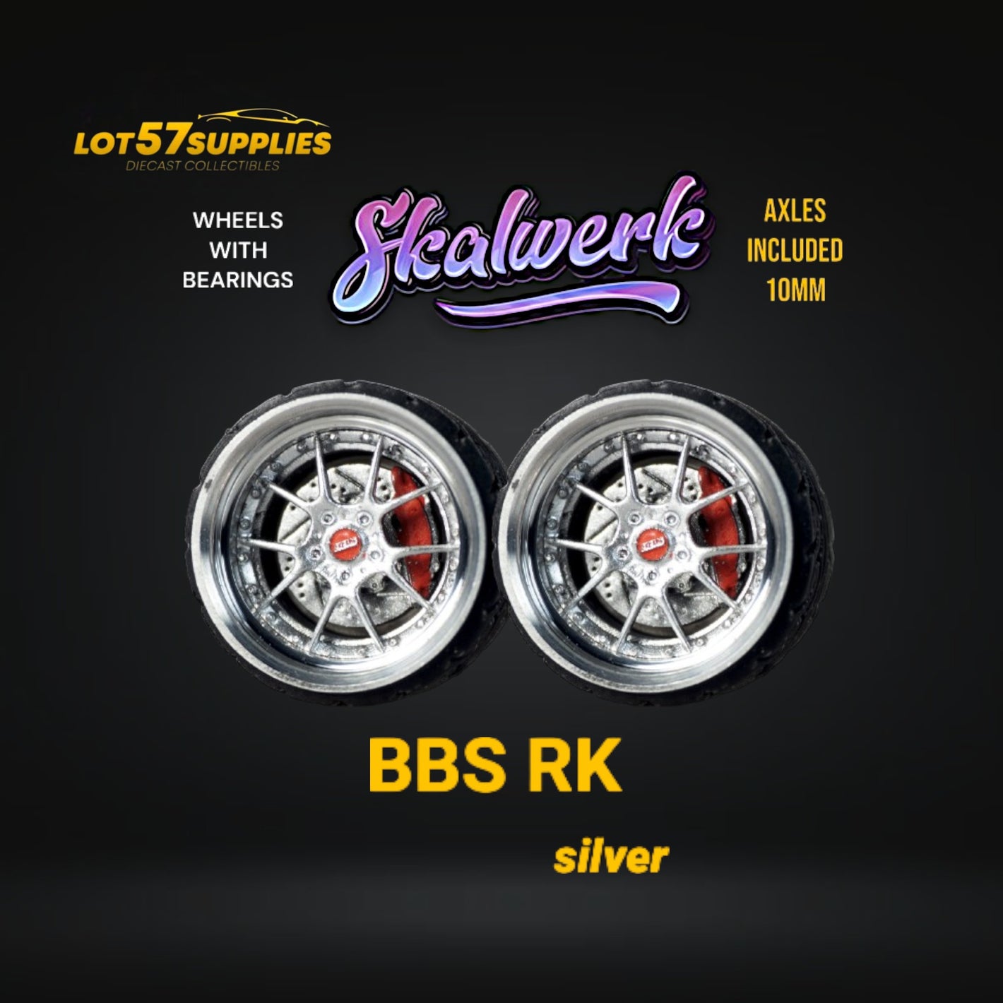 Custom Order Only - Skalwerk - BBS RK - SILVER - 1:64 (1 SET = 4 Wheels)