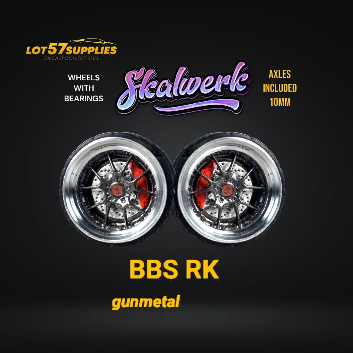 Custom Order Only - Skalwerk - BBS RK - GUNMETAL - 1:64 (1 SET = 4 Wheels)