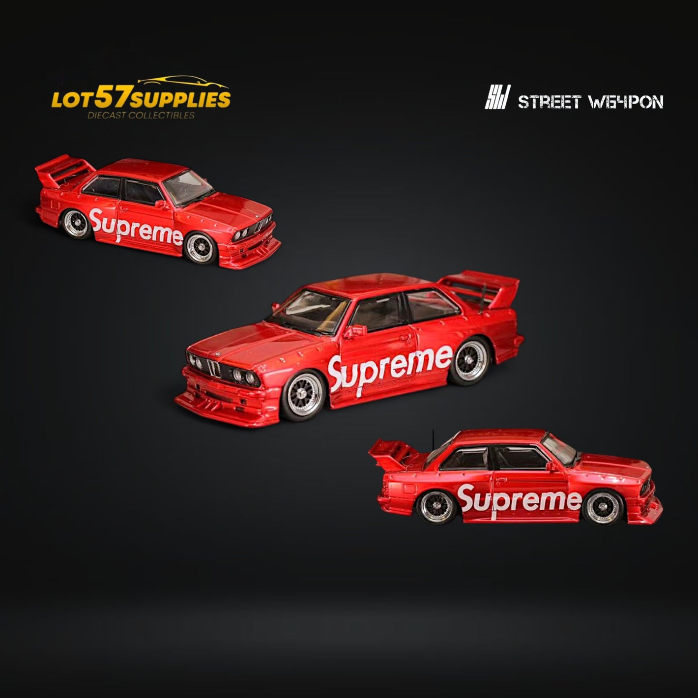 Street Weapon BMW E30 in SUP Red Livery 1:64