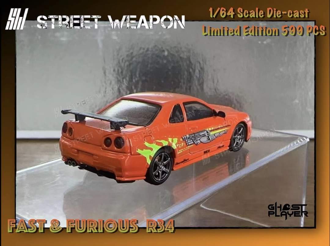 (Pre-Order) Street Weapon Nissan (R34) GT-R Fast & Furious Livery 1:64