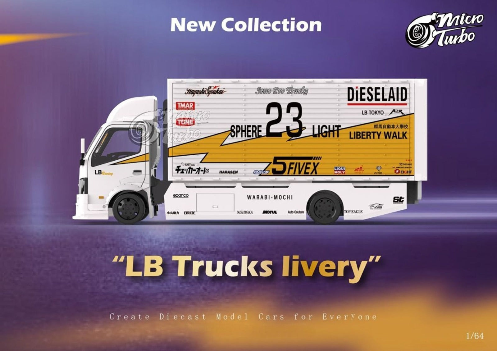 MicroTurbo HINO 300 Custom Truck LBWK Silhouette Lighting #23 1:64