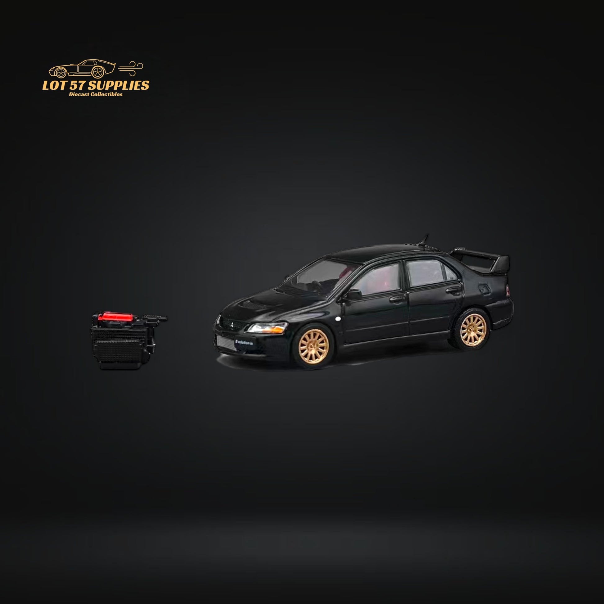 CM Model Mitsubishi Lancer Evolution IX Metallic Black With Engine 1:64