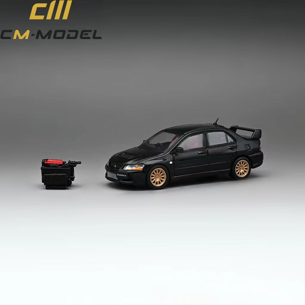 CM Model Mitsubishi Lancer Evolution IX Metallic Black With Engine 1:64