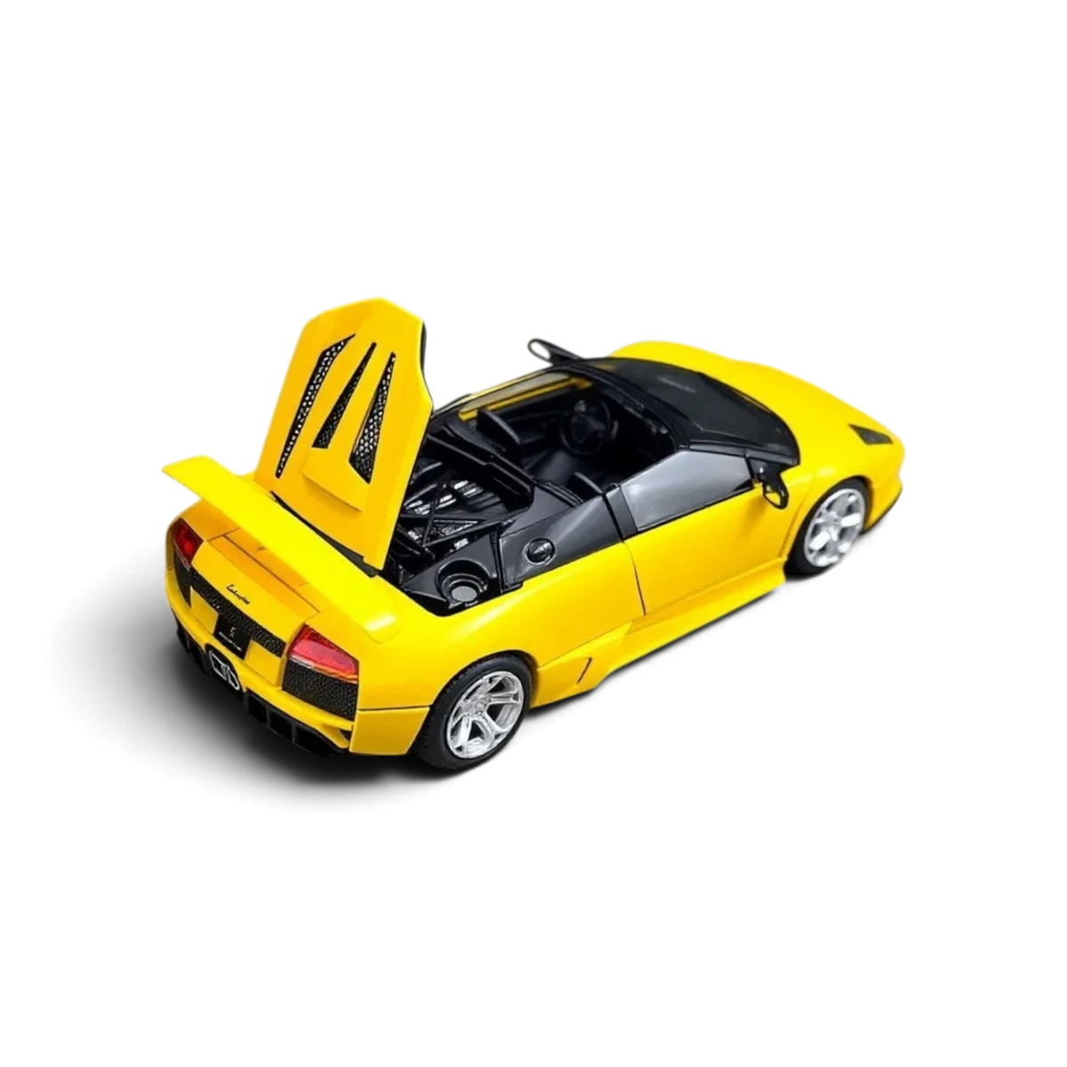 Lot57Supplies Diecast Shop Phantom Knight yellow Lamborghini Murcielago LP640 Roadster 1:64 scale model with open hood