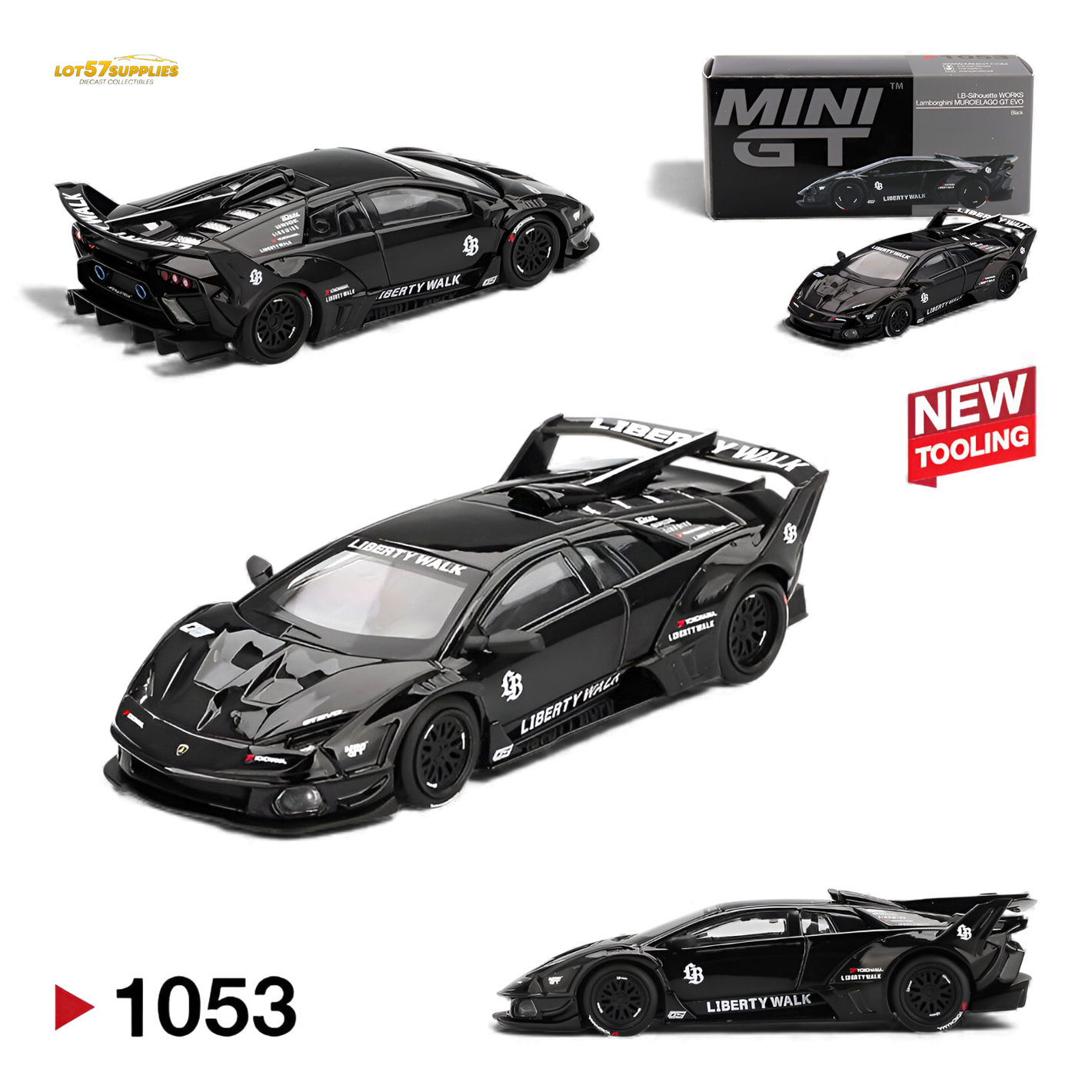 (Pre-Order) Mini GT Lamborghini LB-Silhouette Works Murcielago GT Evo - Black 1:64