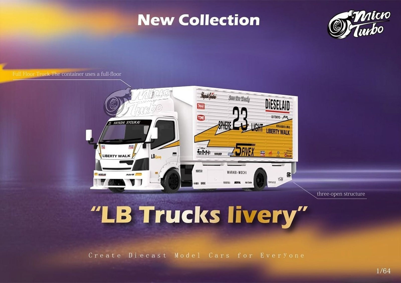 MicroTurbo HINO 300 Custom Truck LBWK Silhouette Lighting #23 1:64