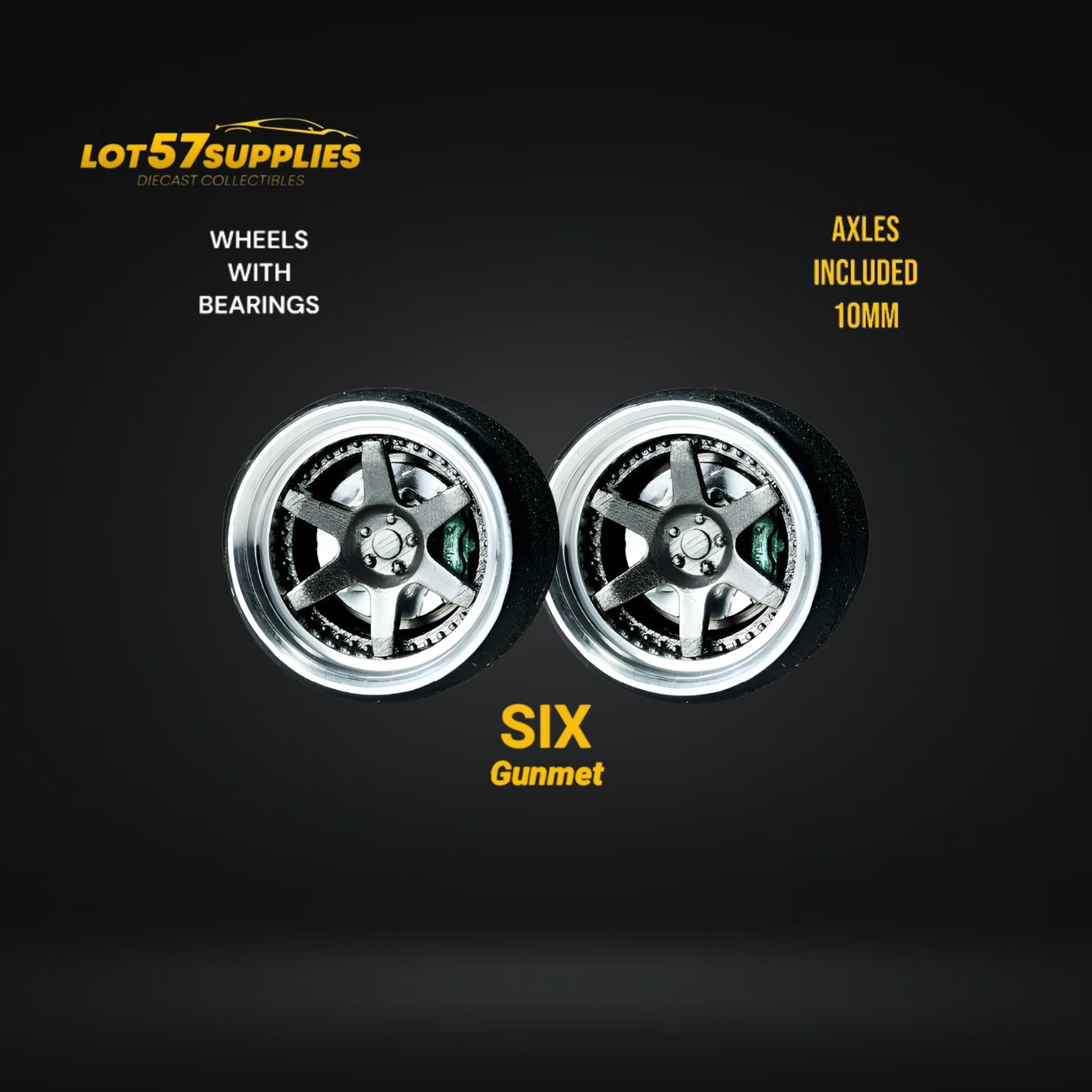 Custom Order Only - Skalwerk - SIX GUNMETAL - 1:64 (1 SET = 4 Wheels)
