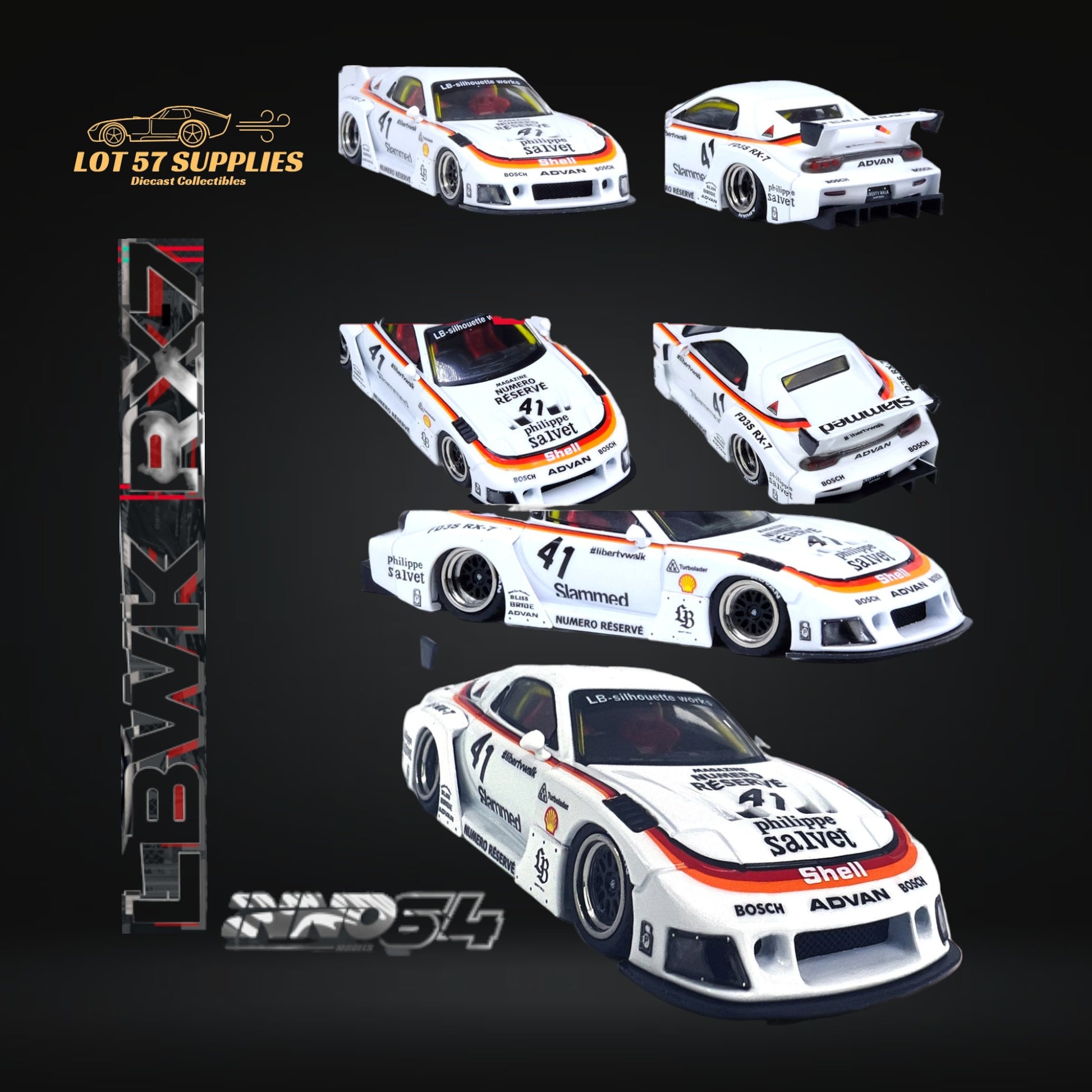 Inno64 Mazda RX-7 LBWK in White 1:64 IN64-LBWK-RX7-02