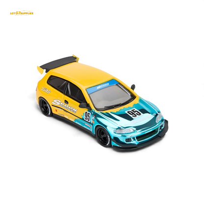 ET Model Honda Civic EG6 Rocket Bunny Spoon Blue 1:64 Diecast Model