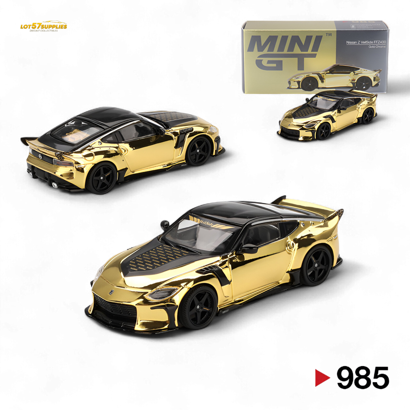Mini-GT Nissan Z VeilSide FZ400 Gold Chrome LHD - Gold Chrome 1:64