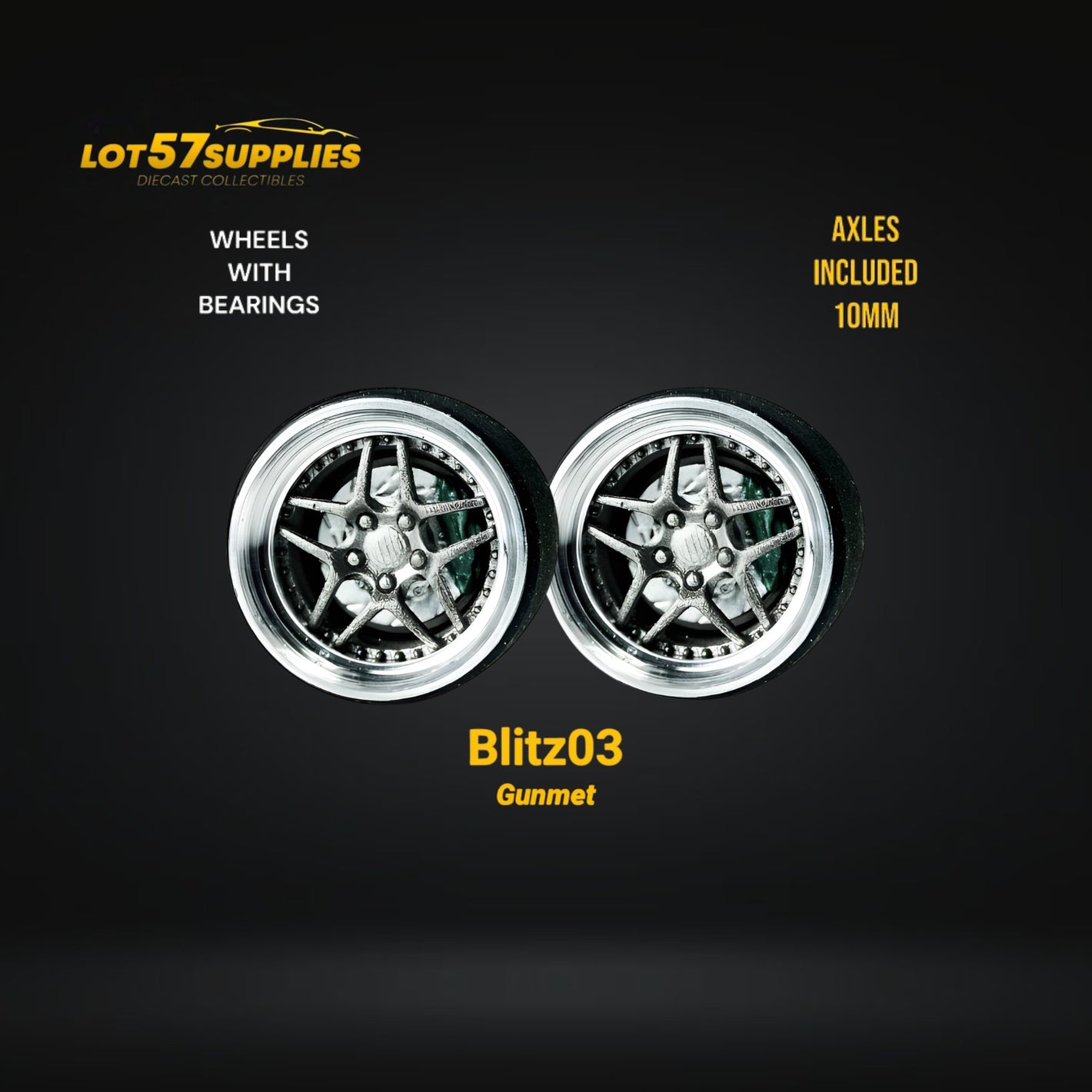 Custom Order Only - Skalwerk - BLITZ03 GUNMETAL - 1:64 (1 SET = 4 Wheels)