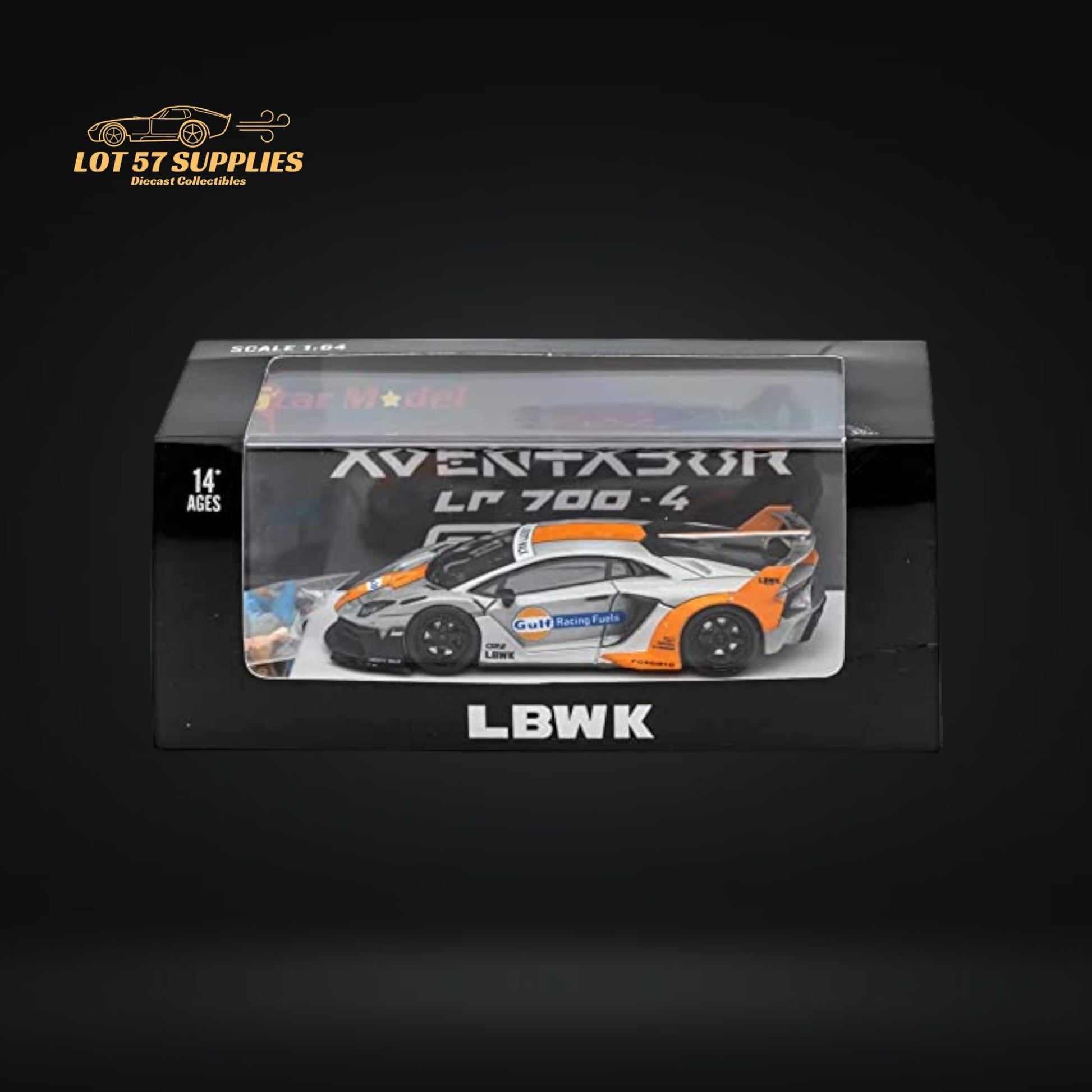 Star Model 1:64 Lamborghini Aventador LBWK LP700-4 GT EVO Gulf Raw With Figure 1:64 Limited to 499 Pcs