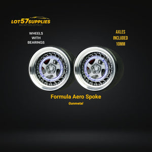 Custom Order Only - Skalwerk - FORMULA AERO SPOKE GUNMETAL - 1:64 (1 SET = 4 Wheels)