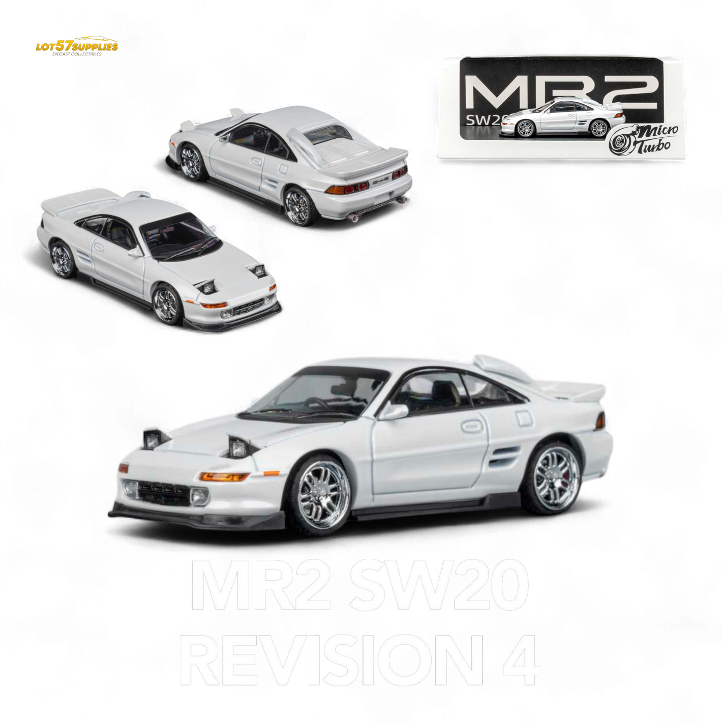 (Pre-Order) Microturbo Toyota MR-2 SW20 Revision 4 V2 – White 1:64