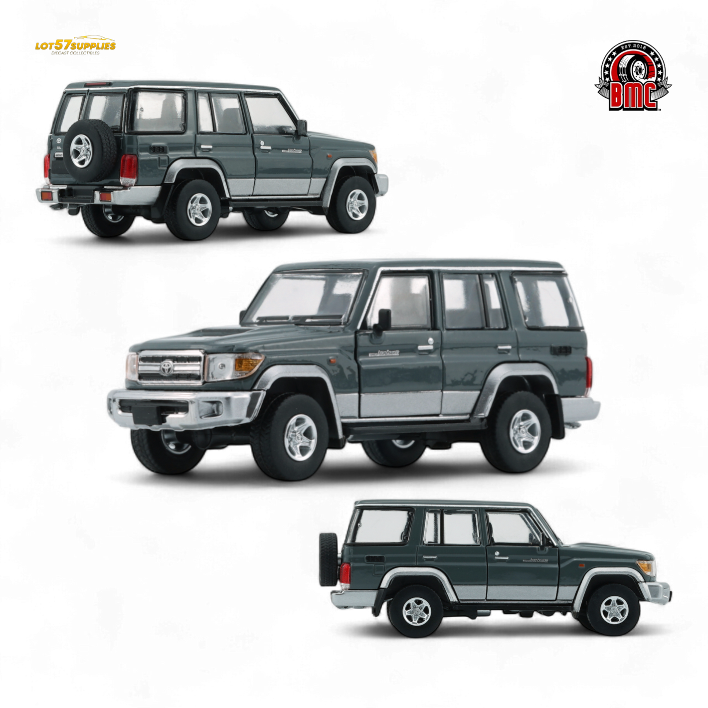 BM Creations Toyota Land Cruiser LC76 Dark Grey - RHD 1:64
