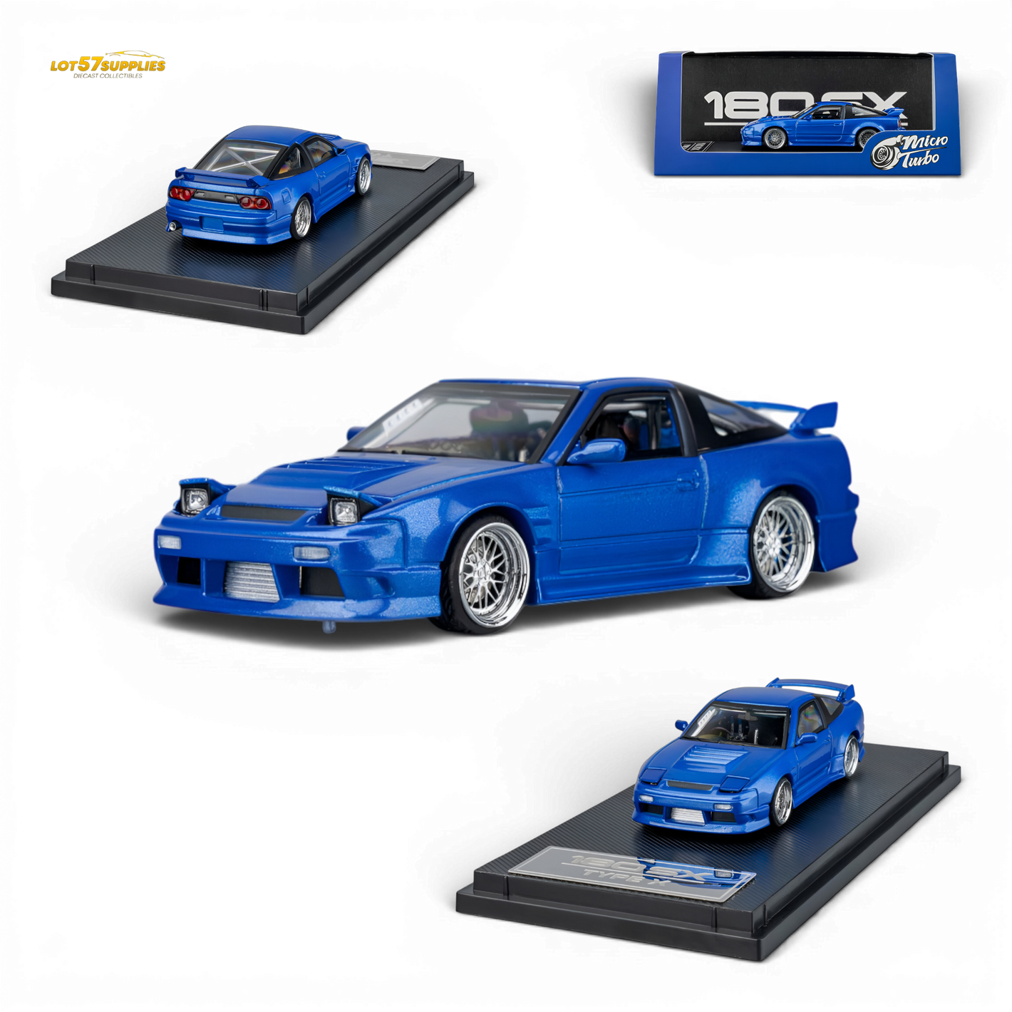 Microturbo Nissan 180SX Type X Metallic Blue 1:64 Diecast Model