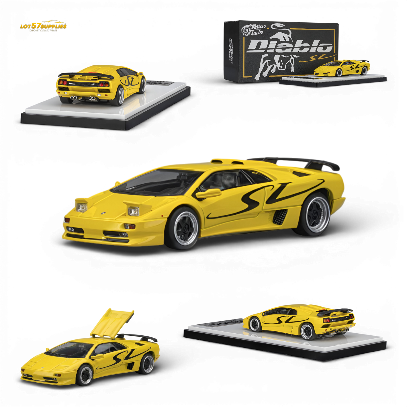 Microturbo Lamborghini Diablo SV Metallic Yellow 1:64 Diecast Model