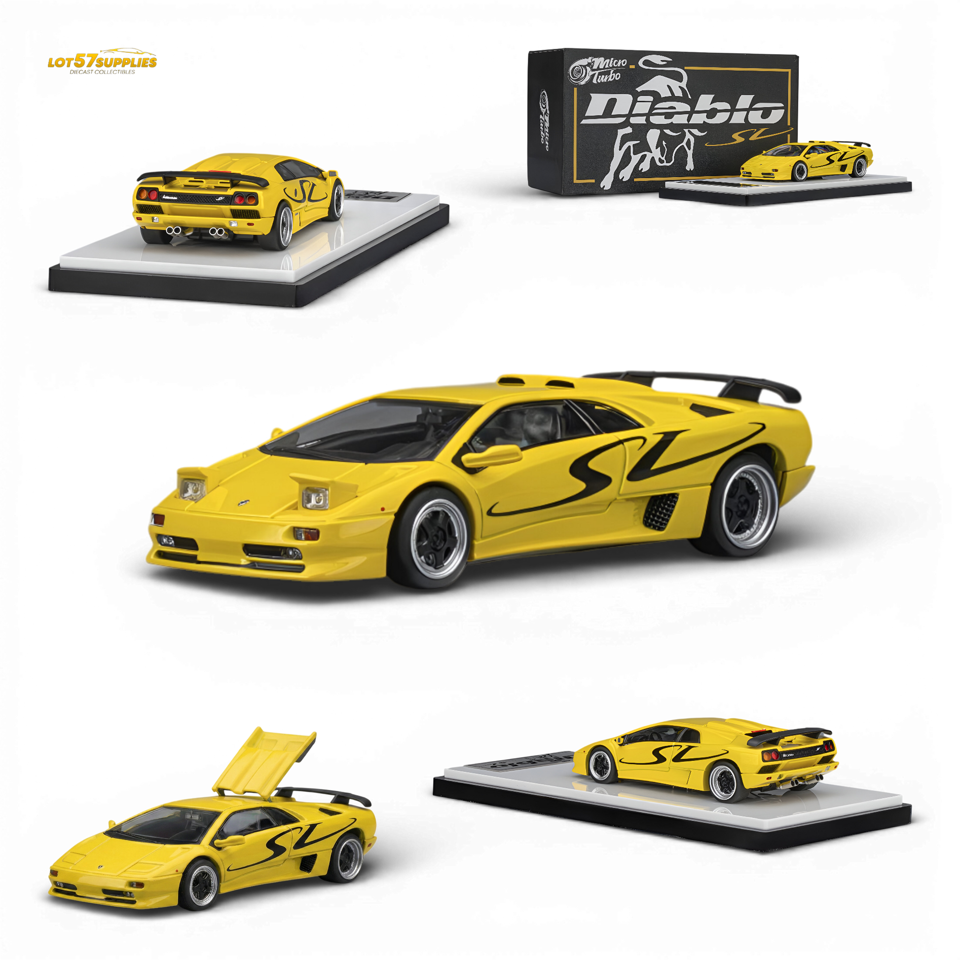 Microturbo Lamborghini Diablo SV Metallic Yellow 1:64 Diecast Model