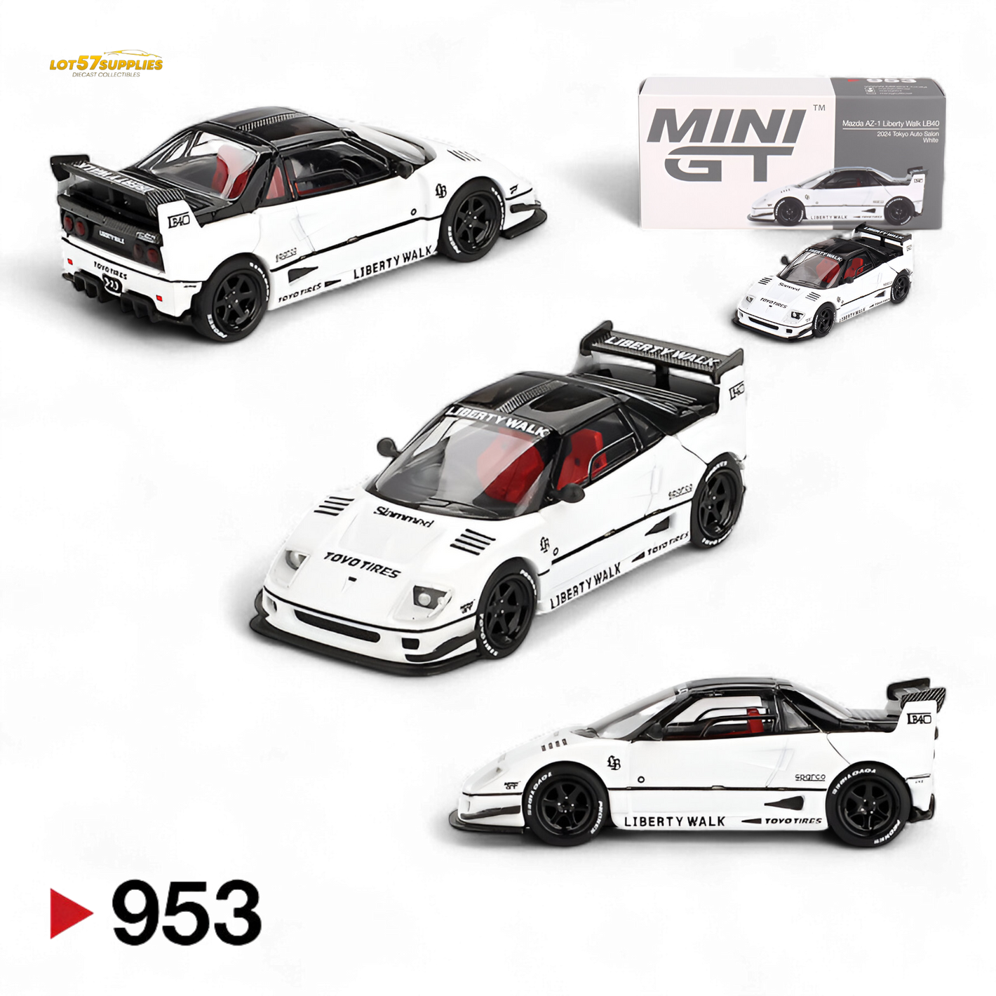 Mini-GT Mazda AZ-1 Liberty Walk LB40 White 2024 Tokyo Auto Salon 1:64