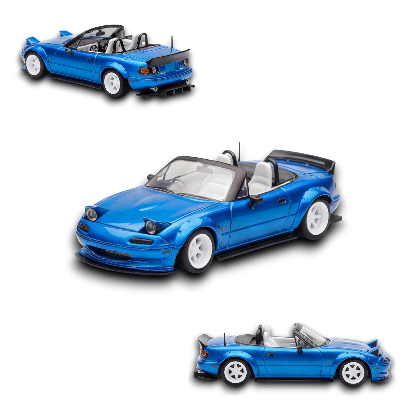 MicroTurbo Eunos Roadster RHD Rocket Bunny Widebody Metallic Blue 1:64 - Image 1