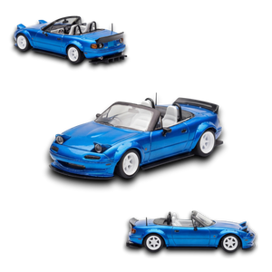 MicroTurbo Eunos Roadster RHD Rocket Bunny Widebody Metallic Blue 1:64 - Image 1