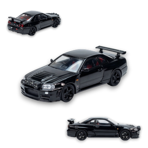Street Weapon Nissan R34 GT-R Black Snow Drift 1:64 - Image 1