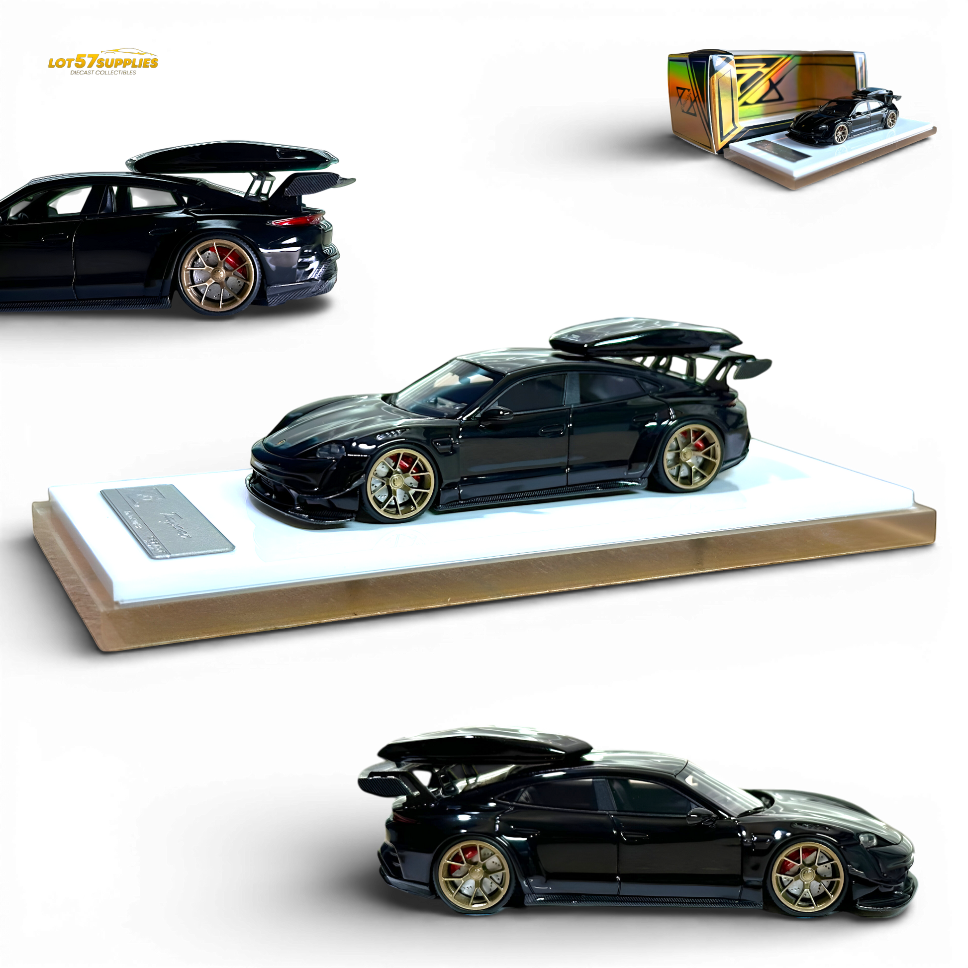 Error404 Porsche Taycan Black with Roof Box 1:64 - Image 1