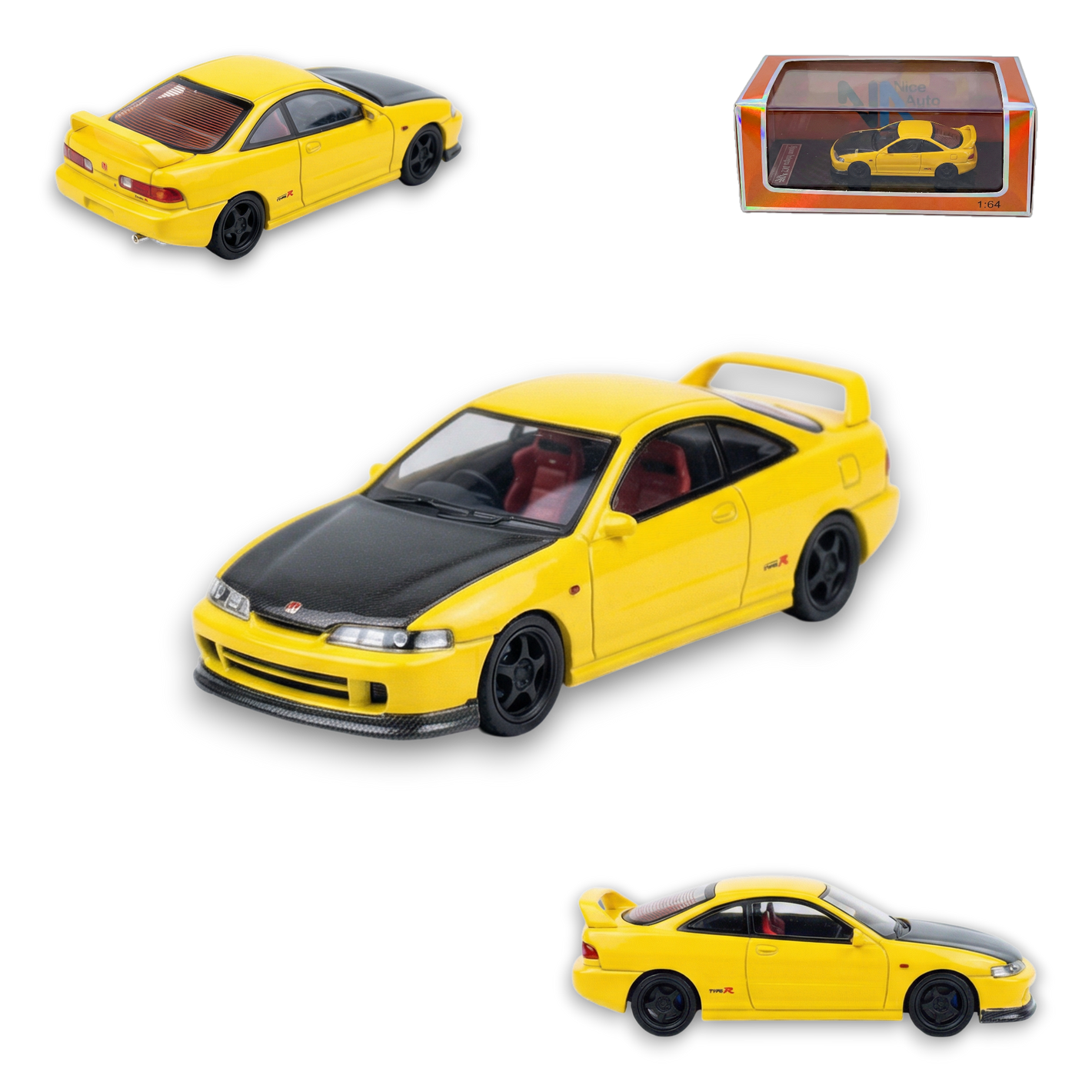 Nice Auto Honda Integra DC2 Yellow Resin 1:64 - Image 1