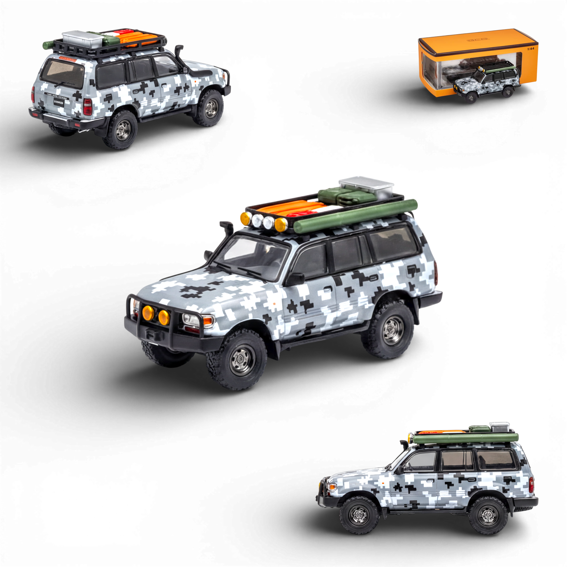 GCD Toyota Land Cruiser LC80 Digital Camouflage - Accessories Included 1:64 - Image 1