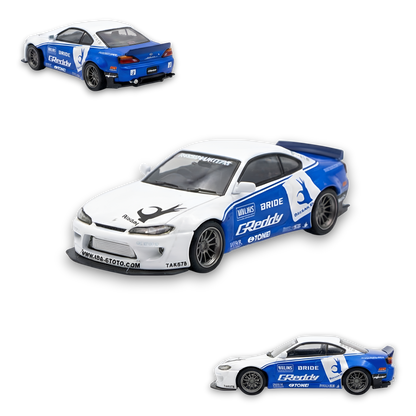 Street Weapon Nissan Silvia S15 Rocket Bunny Blue - White 1:64 - Image 1