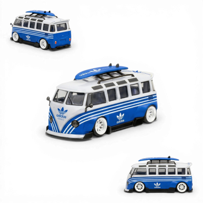 LF Model Volkswagen T1 Kombi with Surfboards Blue/White 1:64 - Image 1