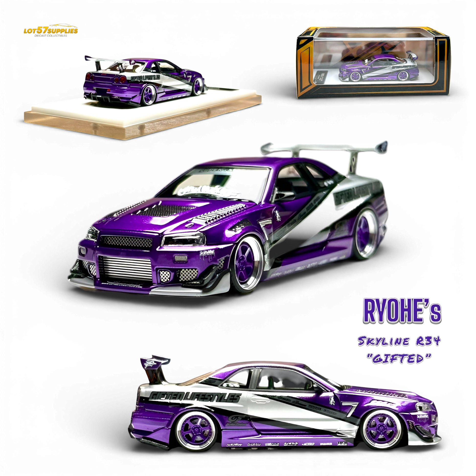 Error404 x LOT 57 RYOHE's Skyline R34 "GIFTED" Resin 1:64 - Image 1