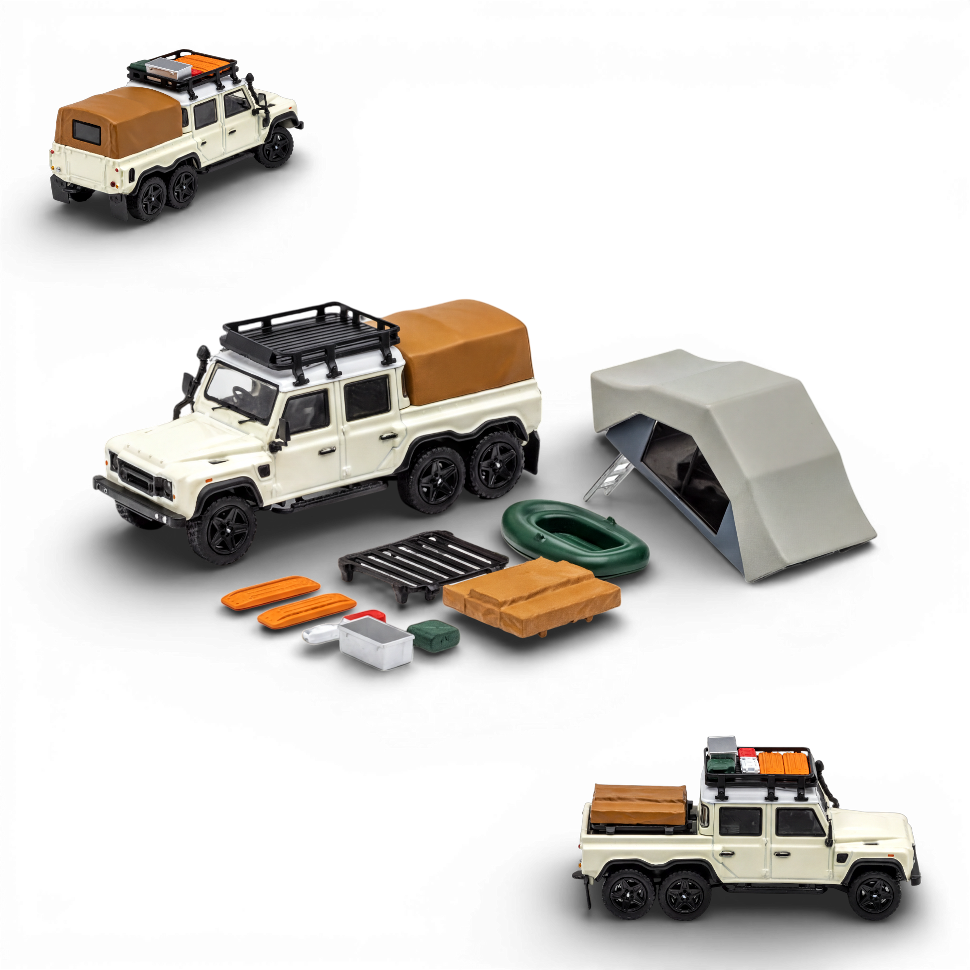 GCD Land Rover Defender 6x6 Off-White Camping Modified 1:64 - Image 1